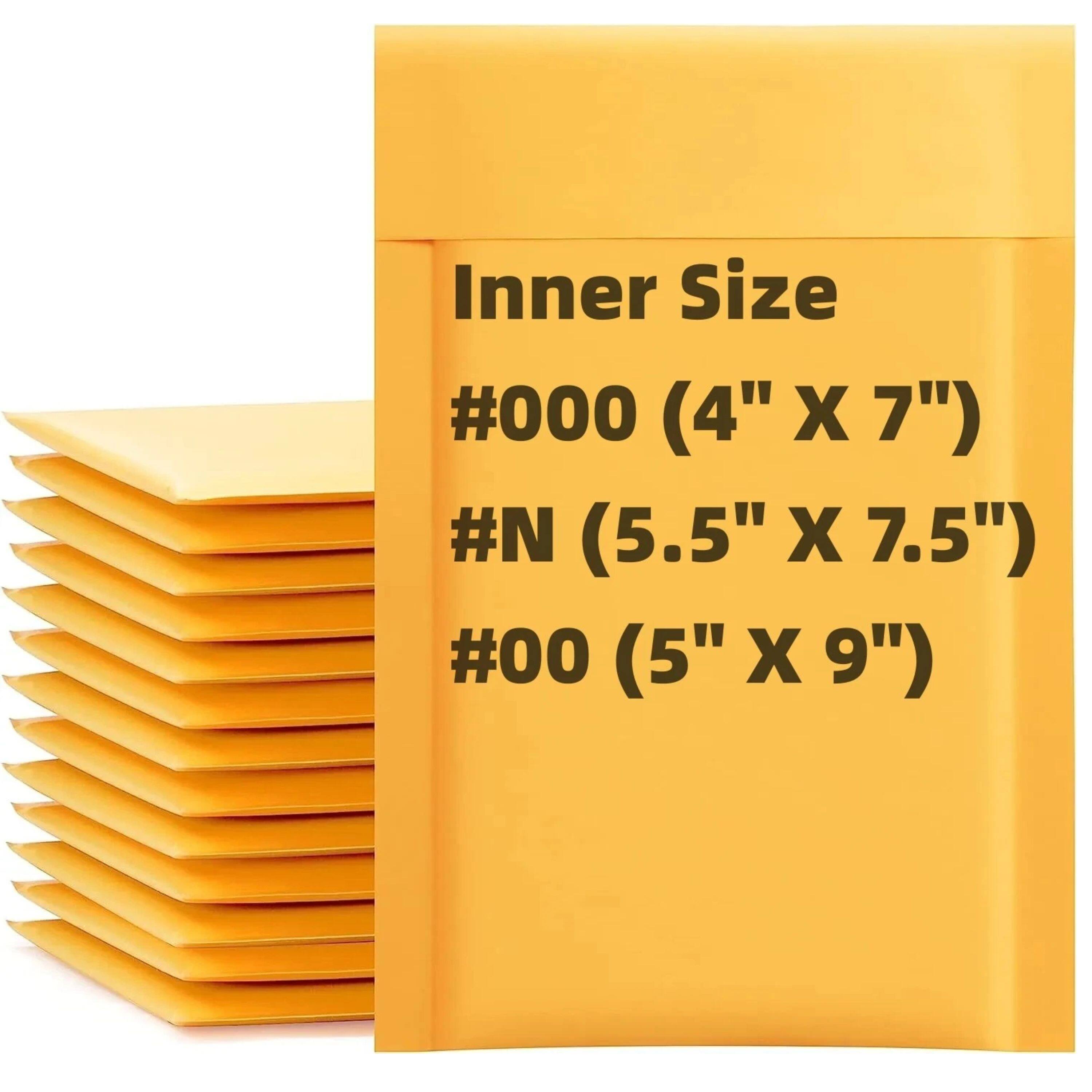 Inner Size  
#000 (4" X 7")  
#N (5.5" X 7.5")  
#00 (5" X 9")