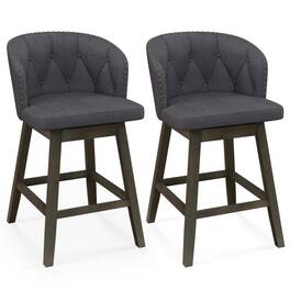 Kadyn - Kitchen Counter Bar Chairs, Bar Stools,Counter Height Fabric Upholstered Bar Stools Set of 2 - Gray
