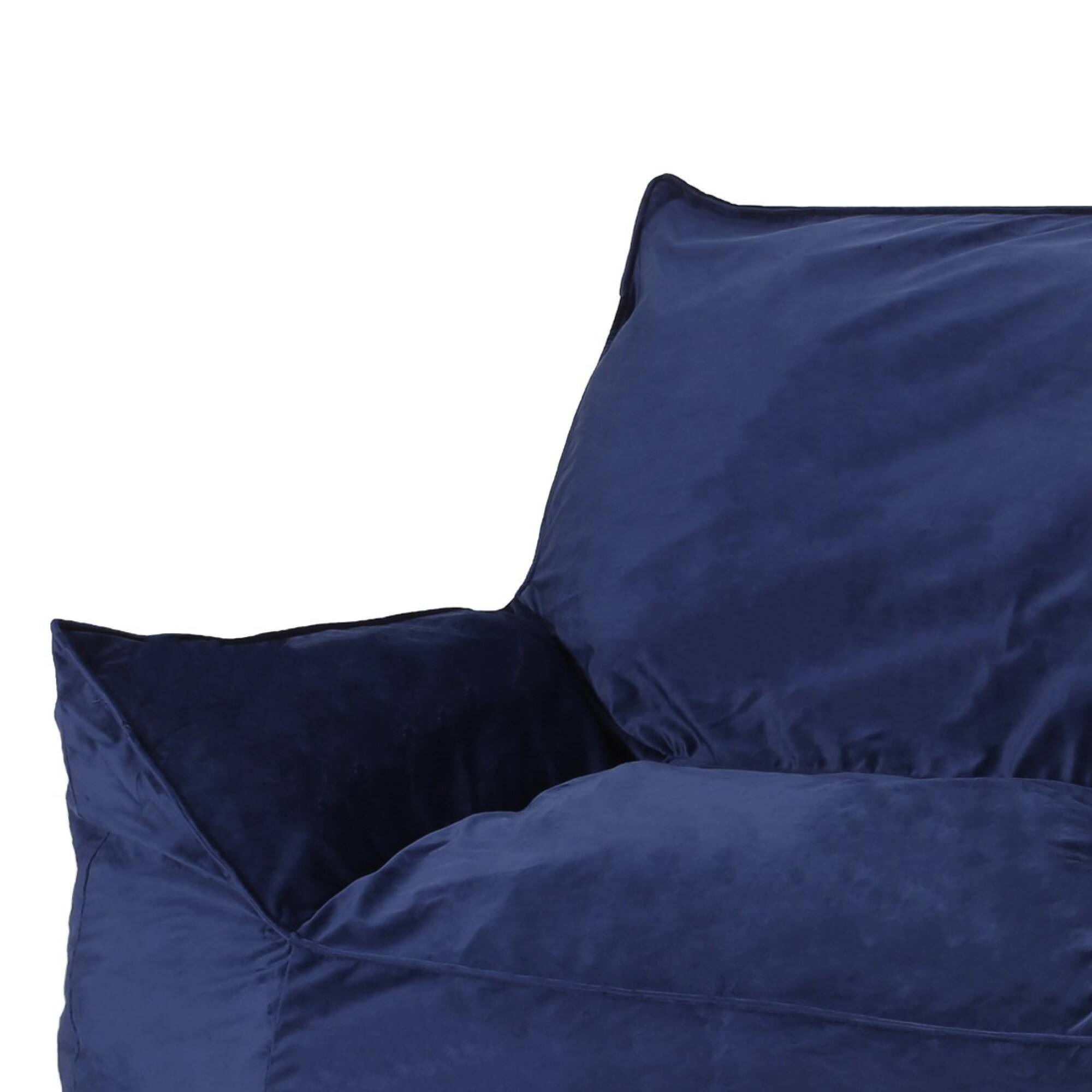 Alt View 2. GOODSILO - Luxurious Velveteen Bean Bag Chair with Comfortable Armrests for Cozy Seating - Blue Solid.