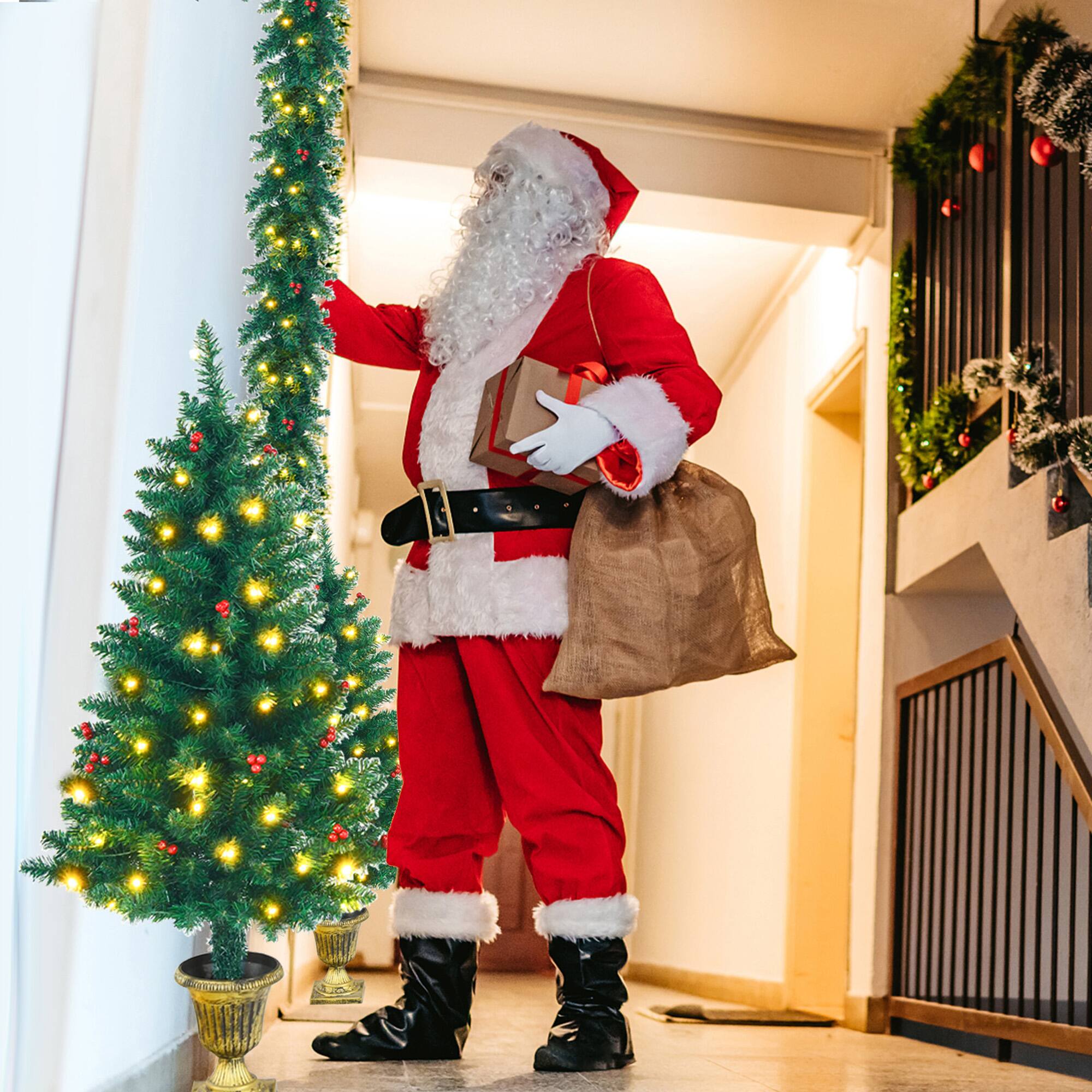 Alt View 3. Gymax - Gymax 4PCS Pre-Lit Artificial Christmas Decoration Set Holiday Decor w/ LED Lights - Green.