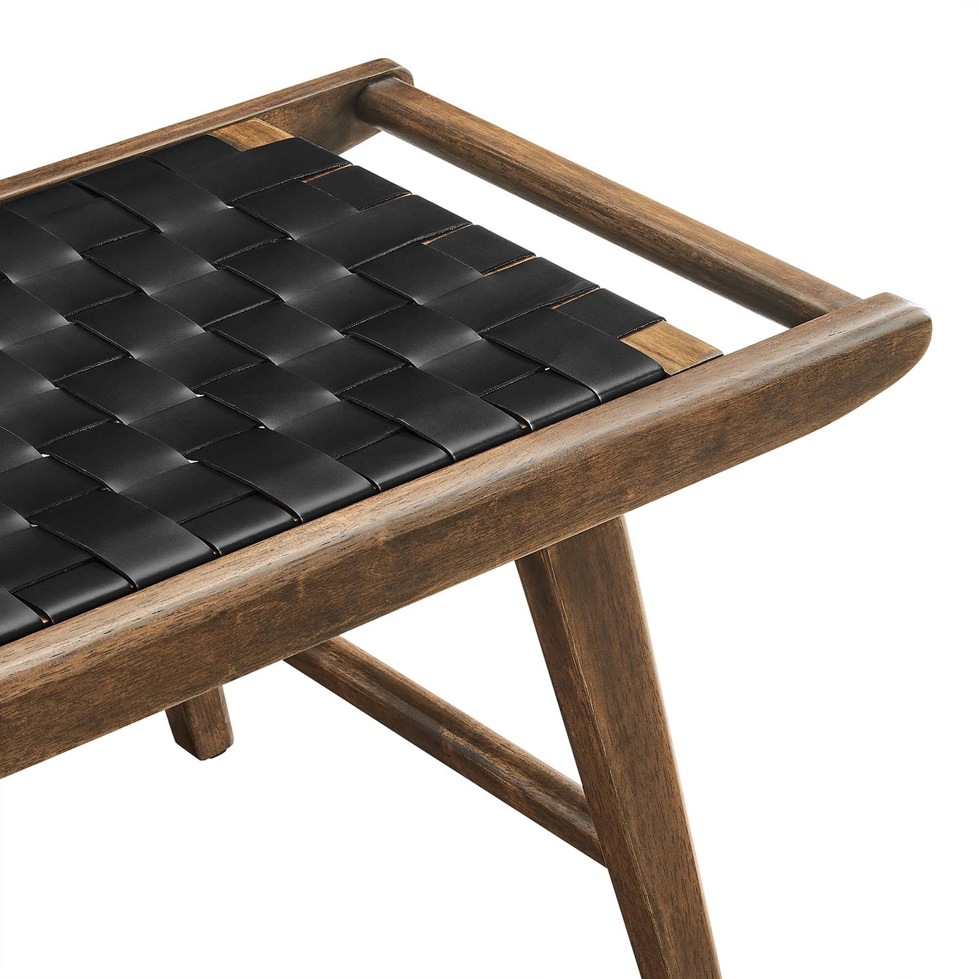 Alt View 4. Modway - Saoirse 47" Faux Leather Wood Bench by Modway - Walnut Black.