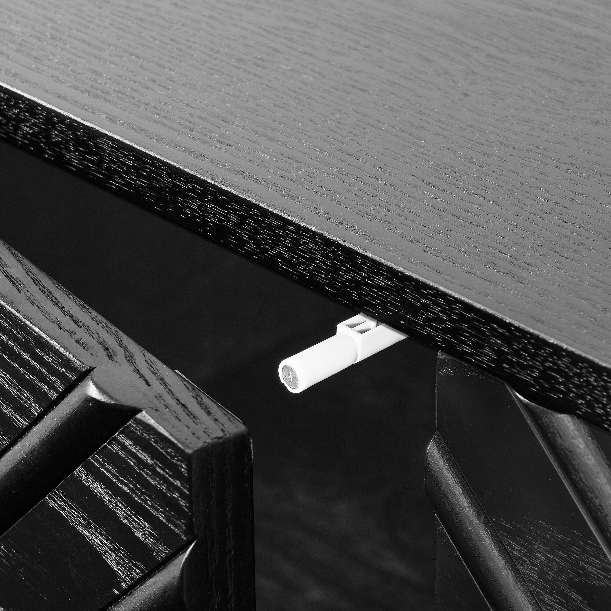 Alt View 4. Spaco - Spaco 60.5'' Mid-Century Sideboard, Buffet with Fluted Doors,Geometric Pattern,Adjustable Shelves for Dining Living Room - Black.