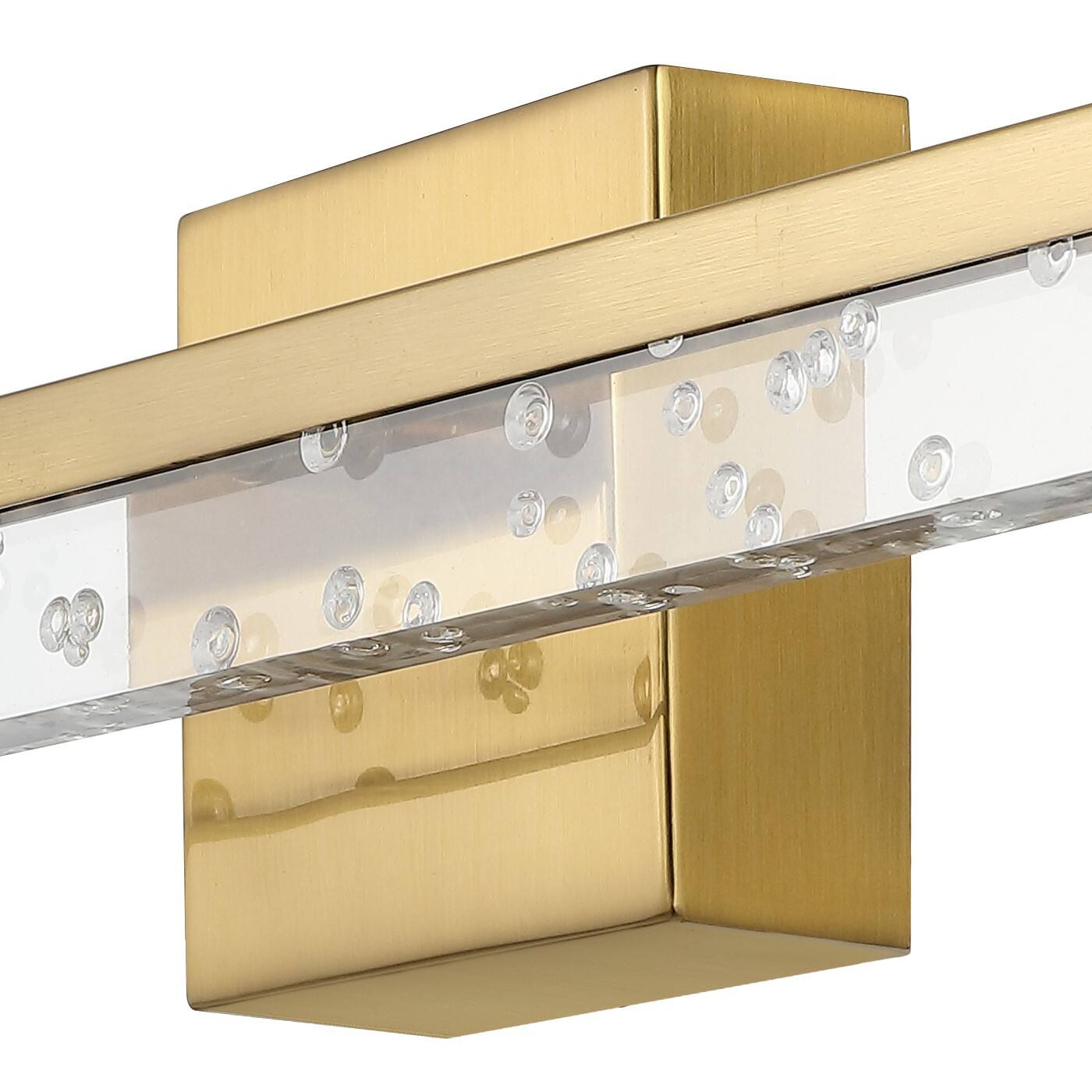 Alt View 5. Jonathan Y - Mario 22" 1-Light Contemporary 360-Degree Rotatable Iron/Seeded Acrylic Integrated LED Vanity Light, Brass Gold/Clear - Brass Gold/Clear.