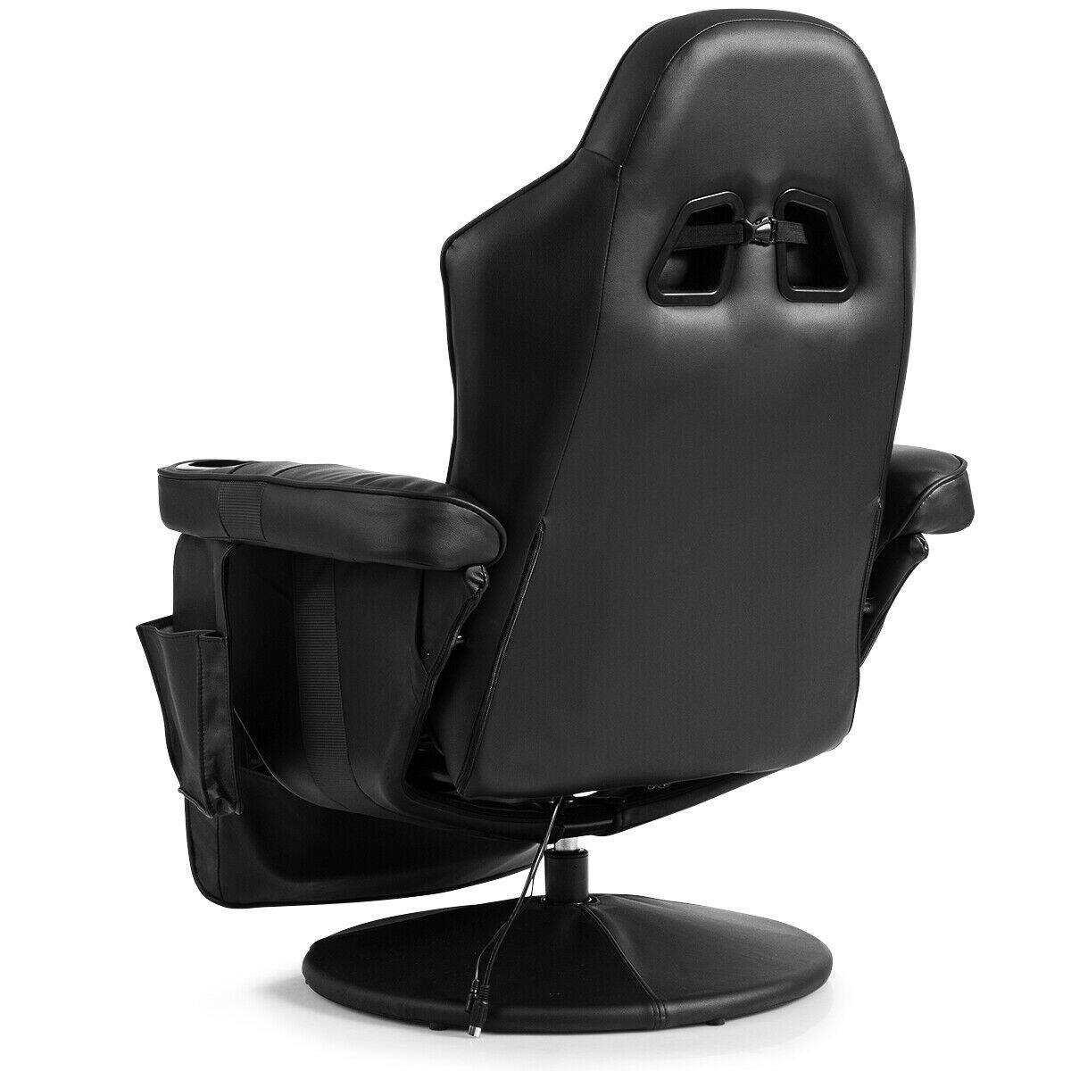 Alt View 2. WELLFOR - Ergonomic High Back Massage Gaming Chair with Pillow - Black.