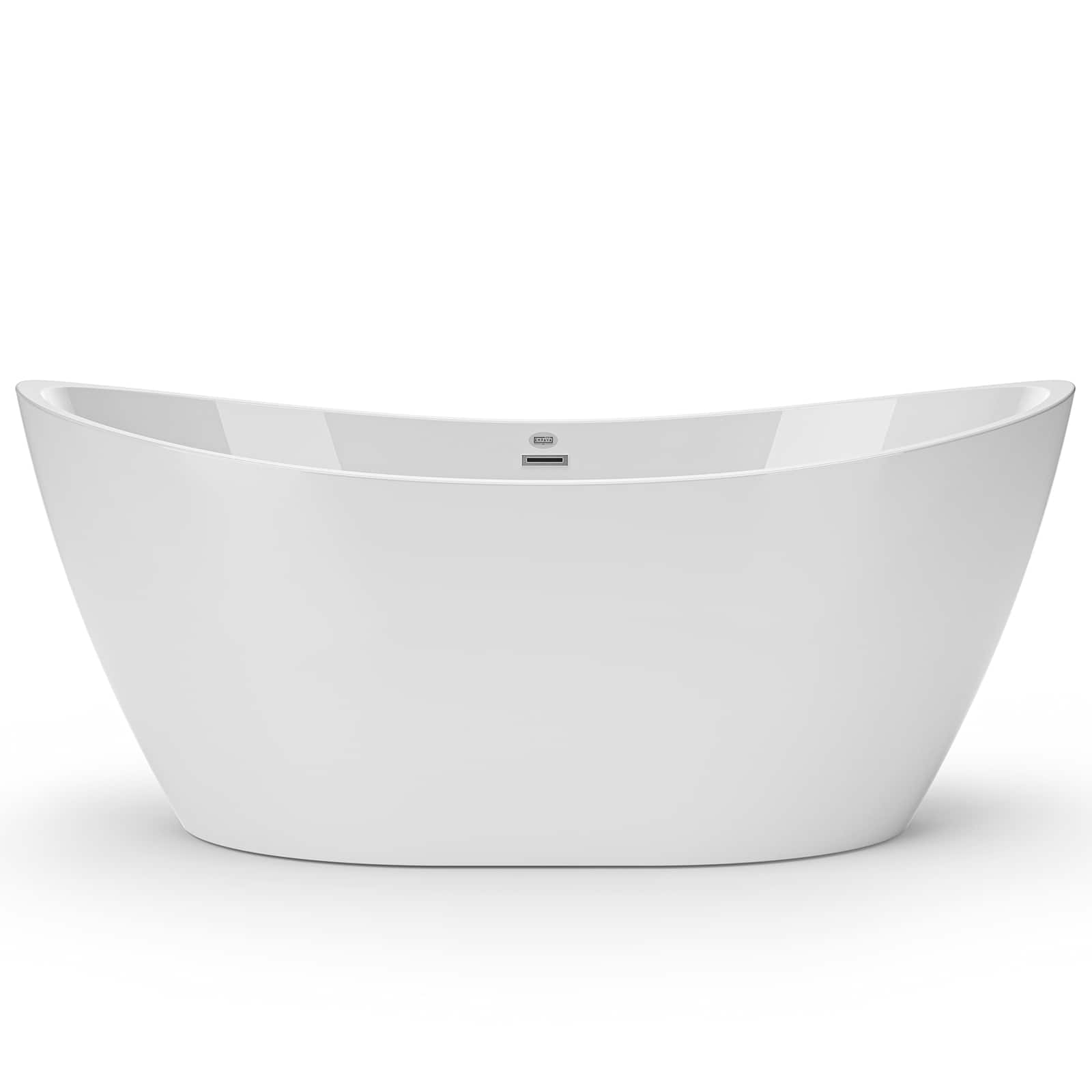 Empava - 67 in. x 29.5 in. Freestanding Flat Bottom Bath Tub Oval Soaking Bathtub with Center Drain - White