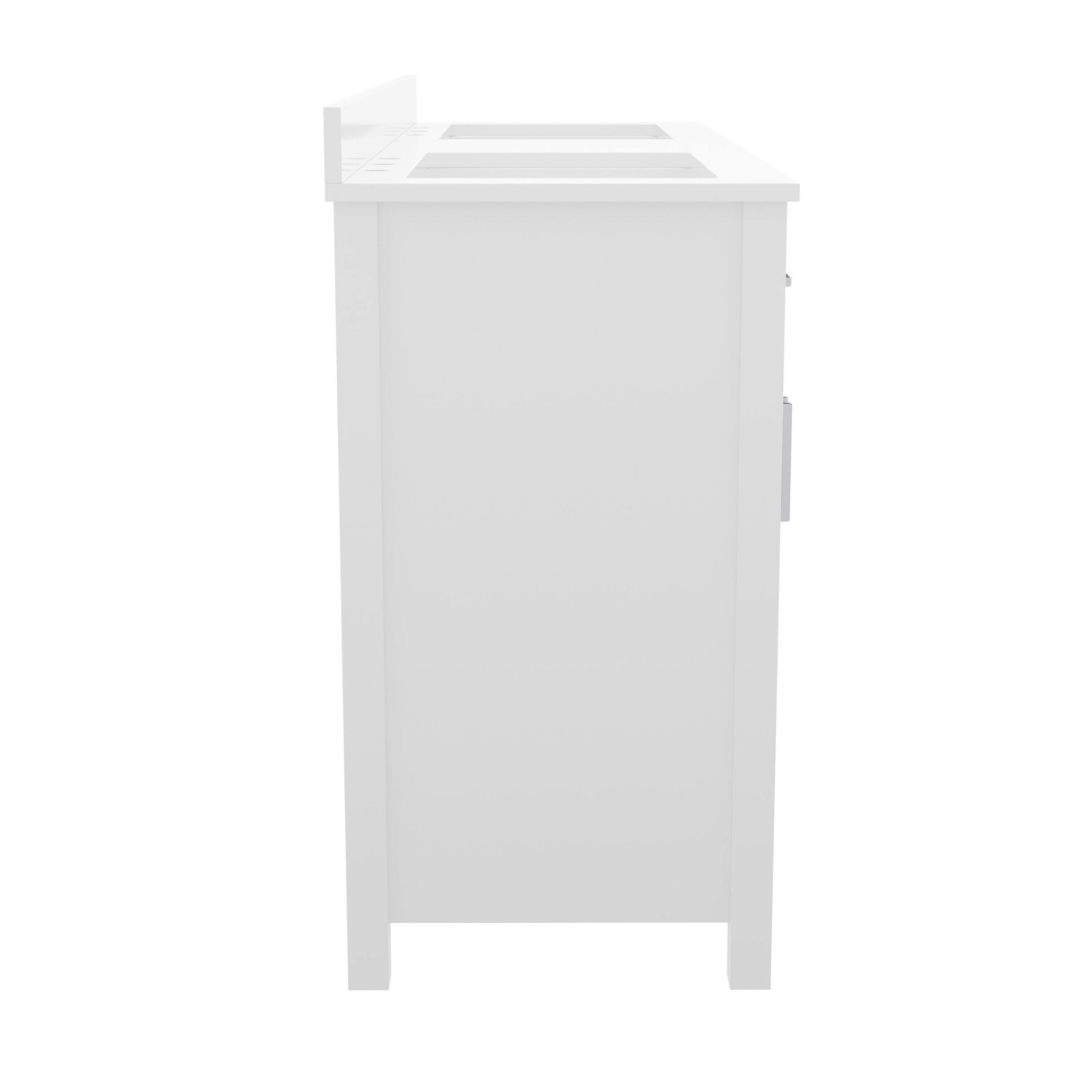 Left. Flash Furniture - Vega 60 Inch Bathroom Double Vanity with 2 Sinks, 2 Storage Cabinets with Soft Close Doors and 6 Drawers, Carrara Marble - White.