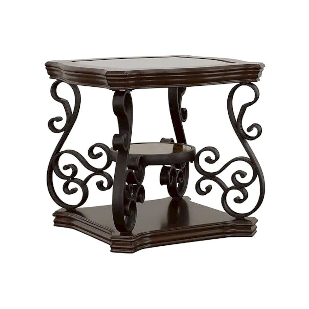 Alt View 2. Coaster Co. of America - Laney 3-piece Glass Top Coffee and End Table Set Dark Merlot - Brown.