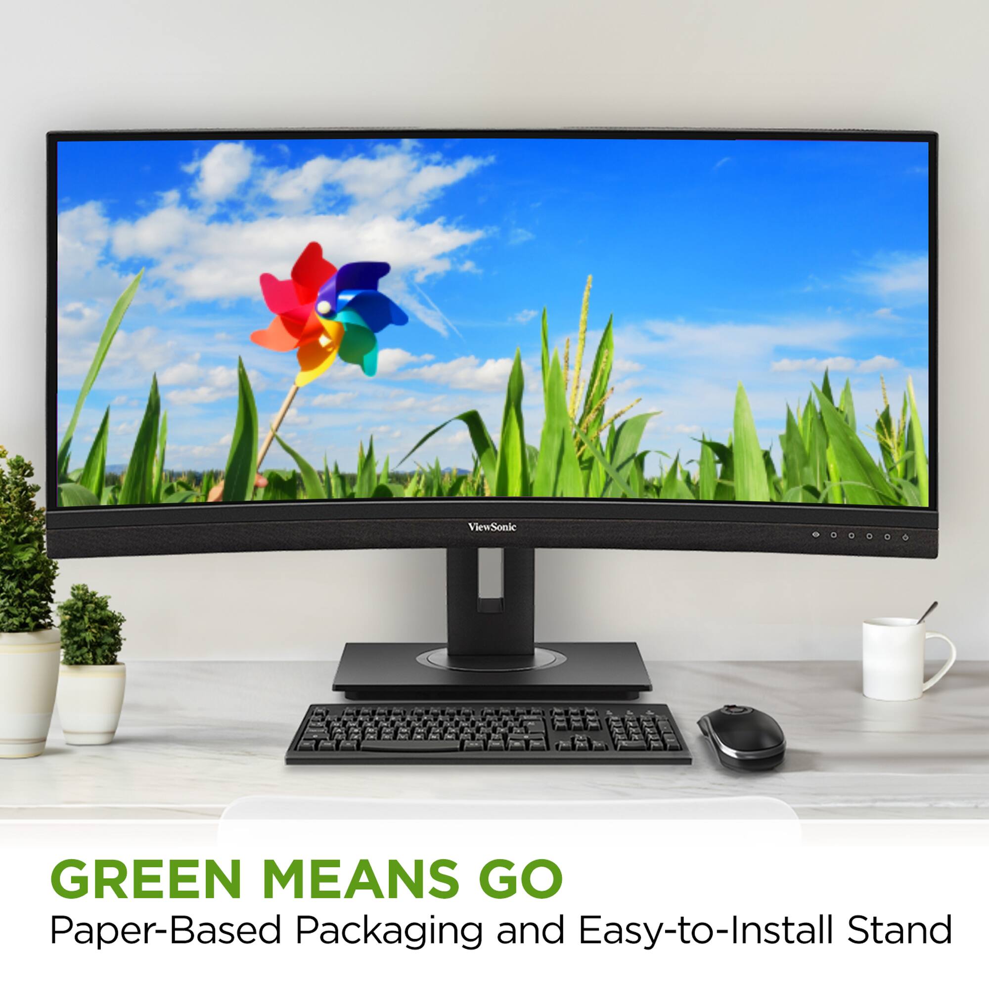 ViewSonic GREEN MEANS GO Paper-Based Packaging and Easy-to-Install Stand