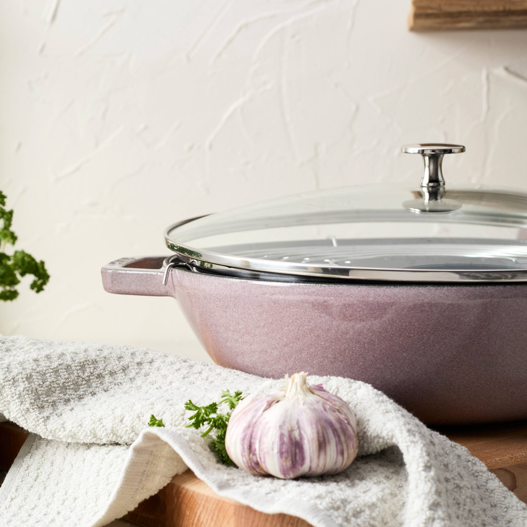 Alt View 4. Staub - Staub Cast Iron Perfect Pan , Dutch Oven, 4.5-quart,  serves 4-5, Made in France, Lilac - Lilac.