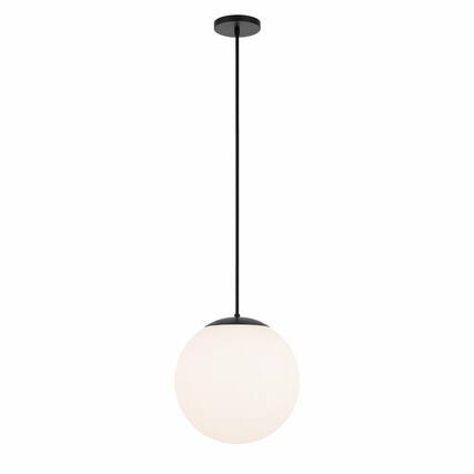Front. RYHNUYNE - Modern Globe Pendant Light,Frosted White Glass Shade Hanging Ceiling Light for Kitchen Island Dining Room - Black.