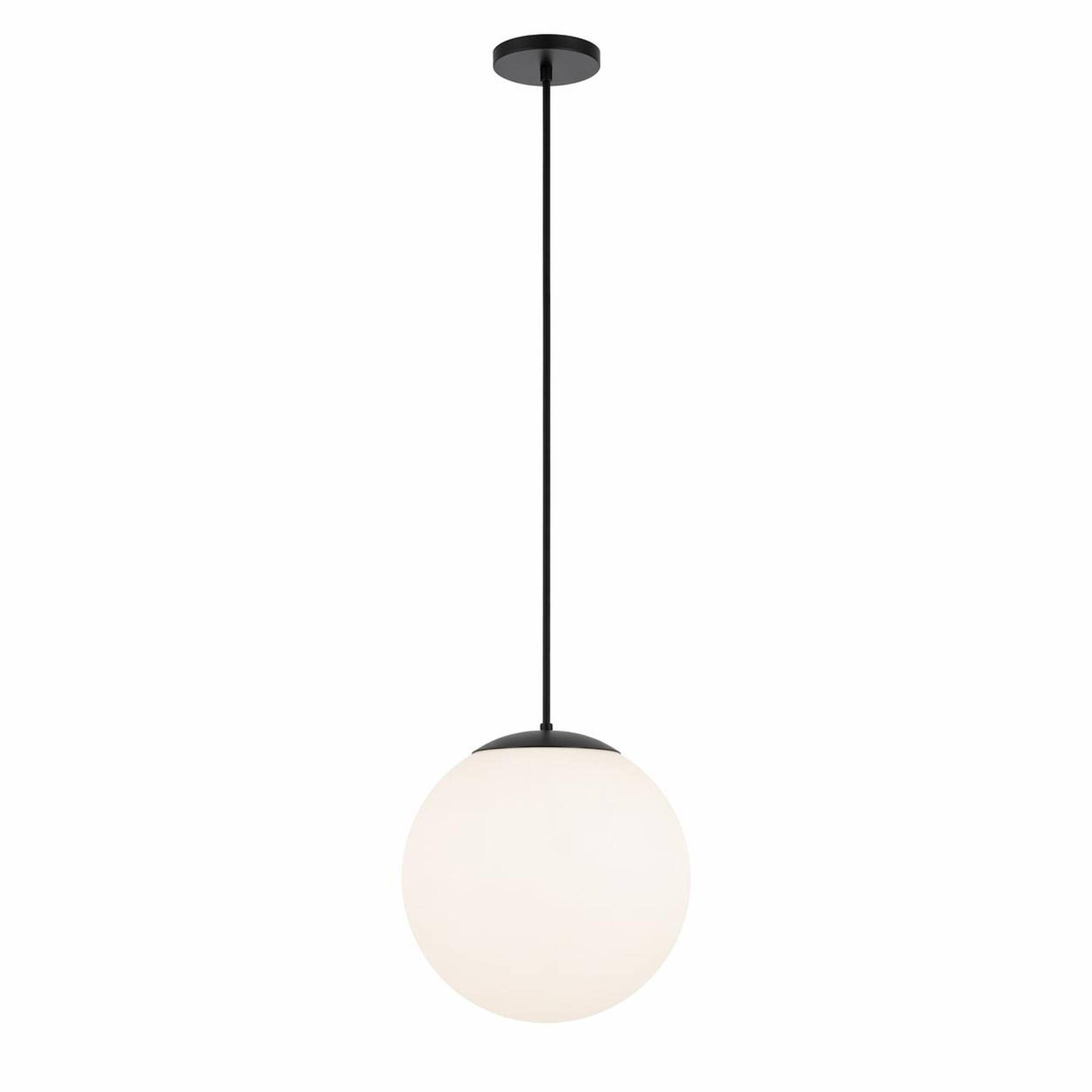 Front. RYHNUYNE - Modern Globe Pendant Light,Frosted White Glass Shade Hanging Ceiling Light for Kitchen Island Dining Room - Black.