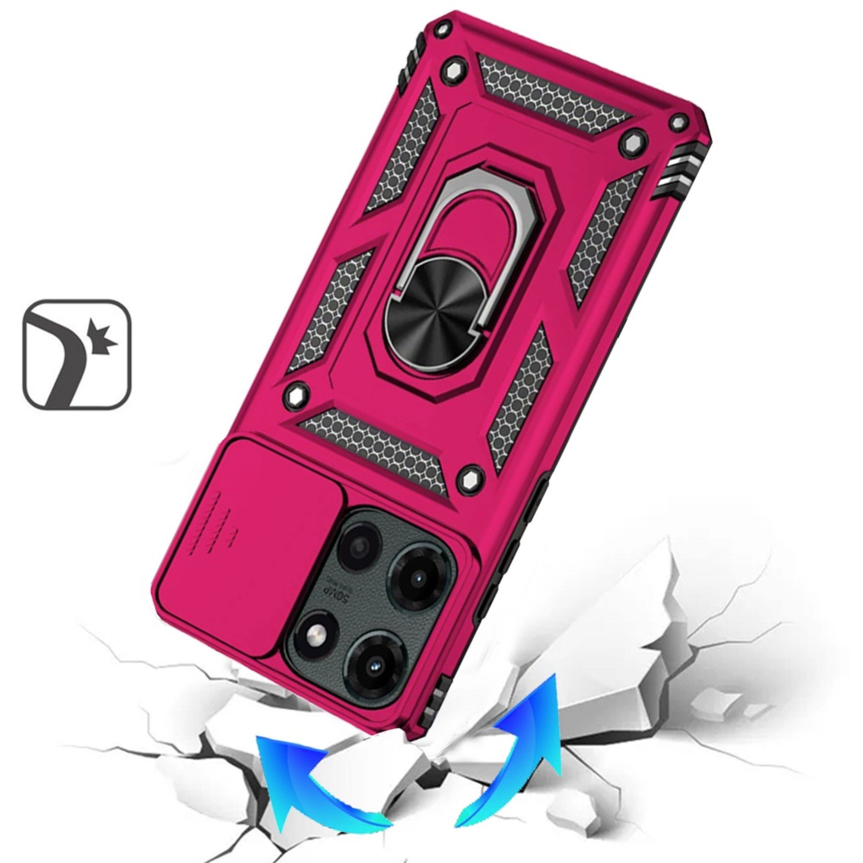 Angle. Kitcheniva - Armor Ring Lens Protective Case With Tempered Glass For Moto G Stylus 2026/2025 Hot Pink - Hot Pink.