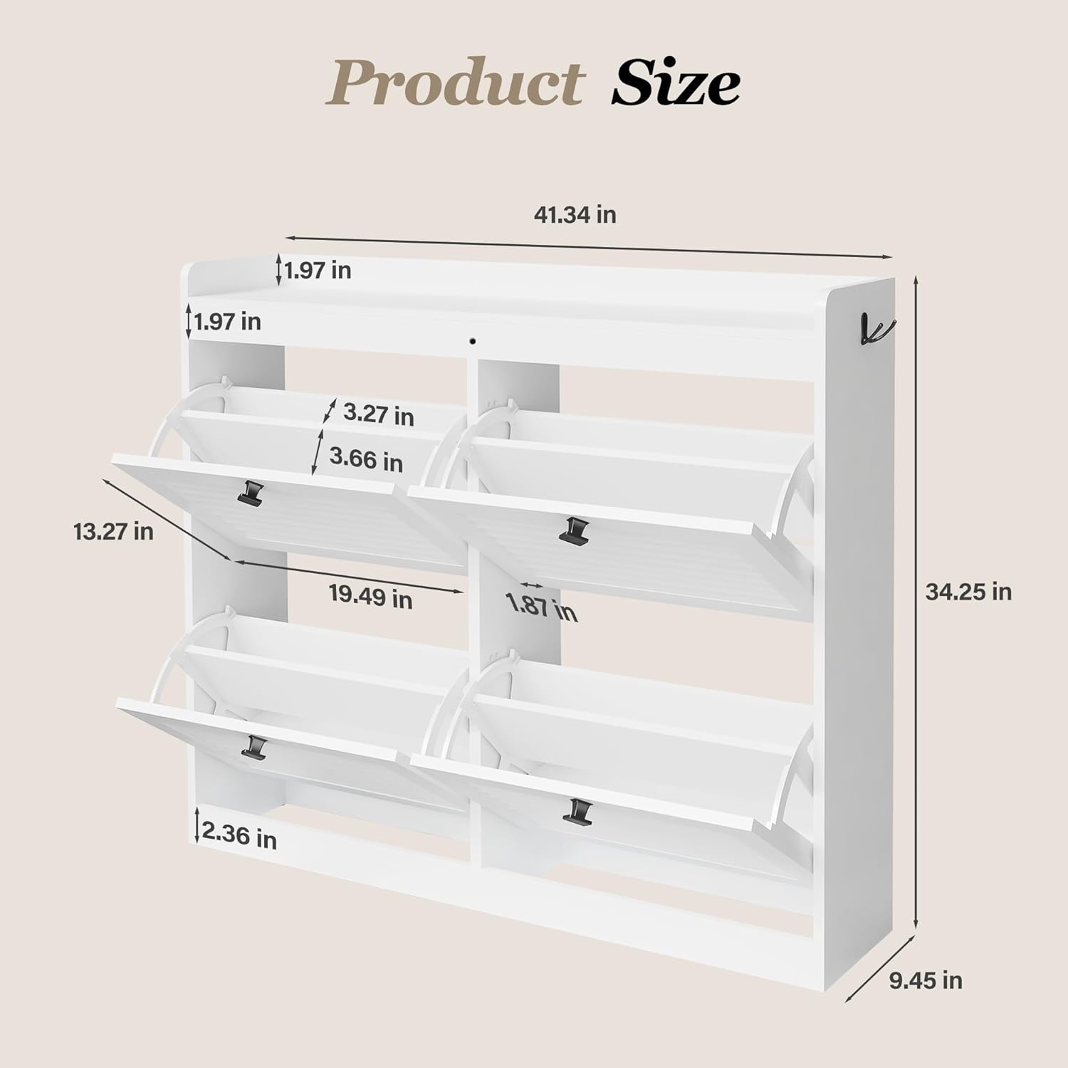 Product Size: 41.34 in x 1.97 in x 1.97 in x 3.27 in x 3.66 in x 13.27 in x 19.49 in x 1.87 in x 34.25 in x 2.36 in x 9.45 in