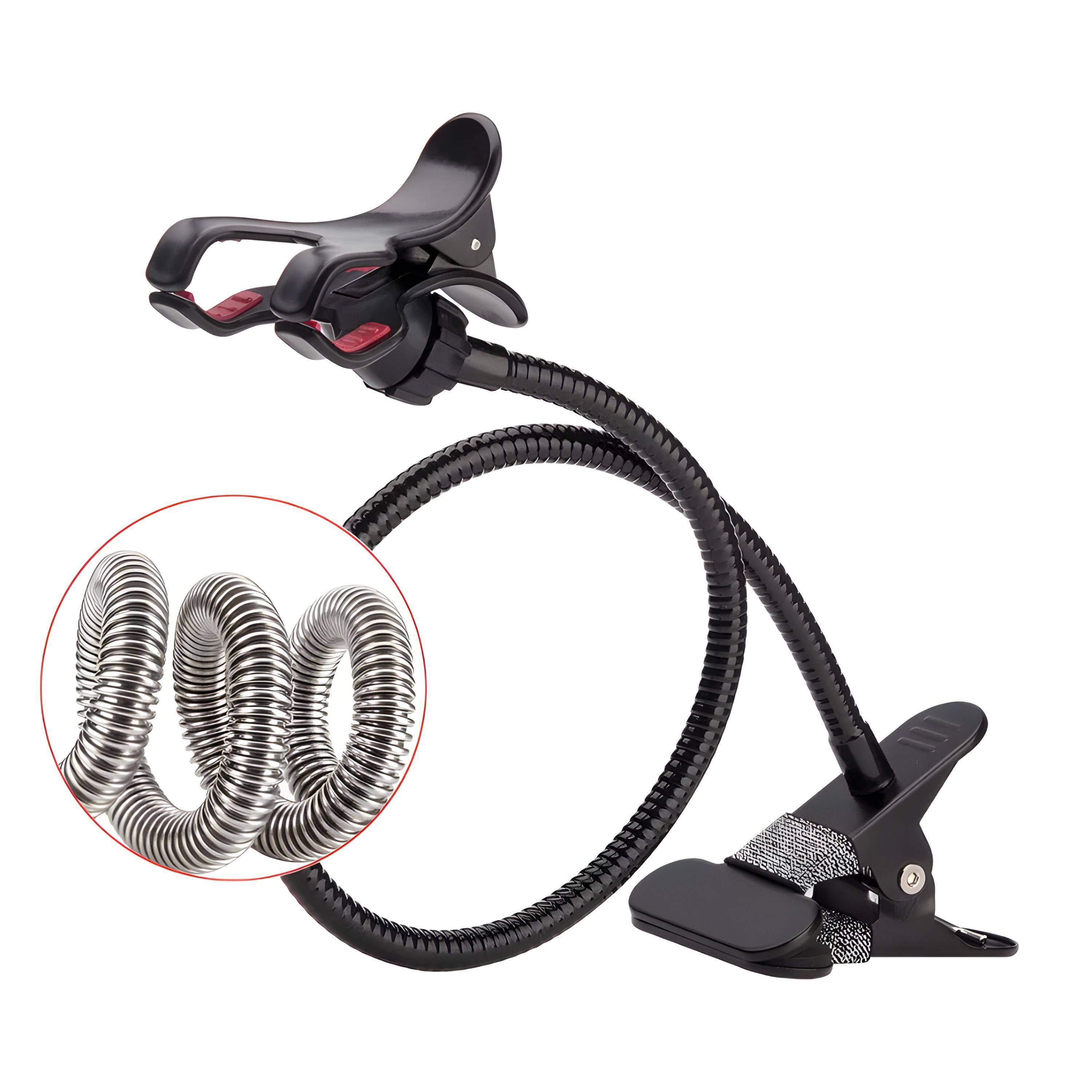 Left. Kitcheniva - Universal Flexible Lazy Mobile Phone Gooseneck Stand Holder Clip - Black.