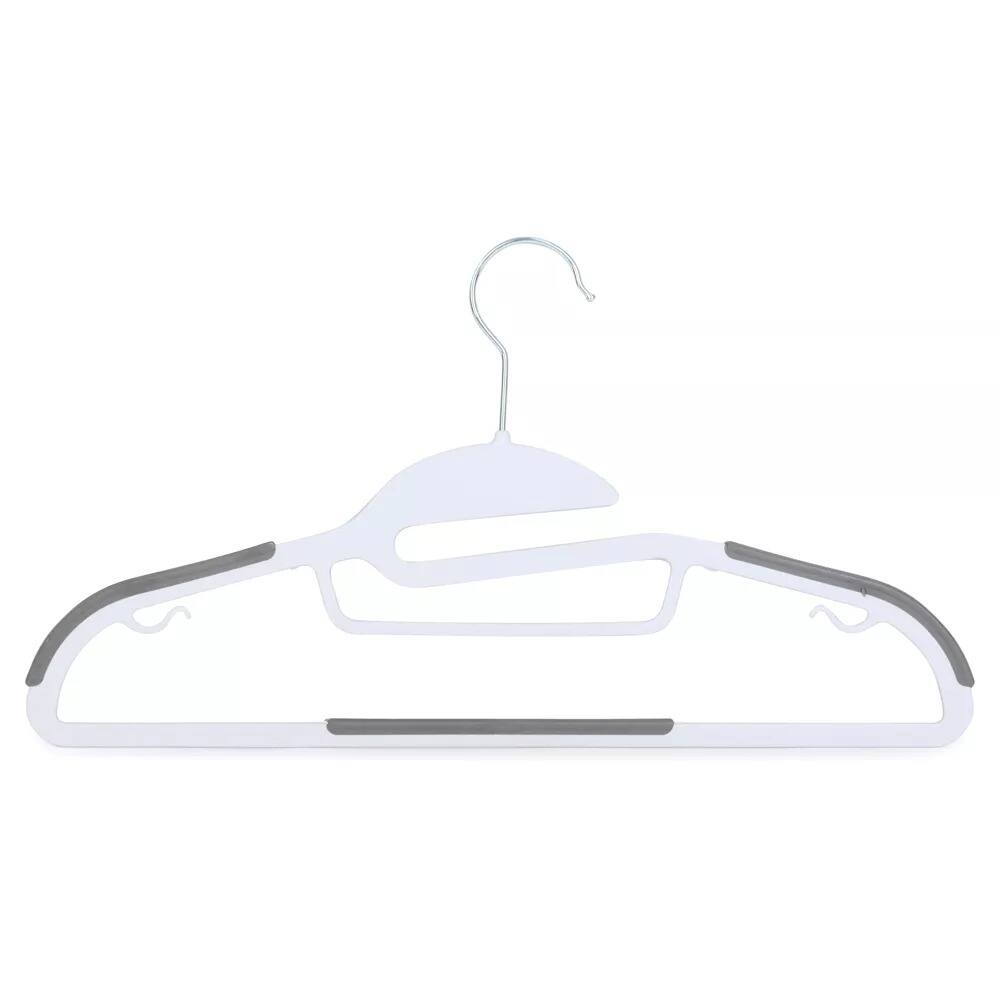 Alt View 2. Elle Decor - Set of 10 Easy-On Non-Slip Hangers, Heavy Duty Plastic with Strap Indents for All Garments - White.