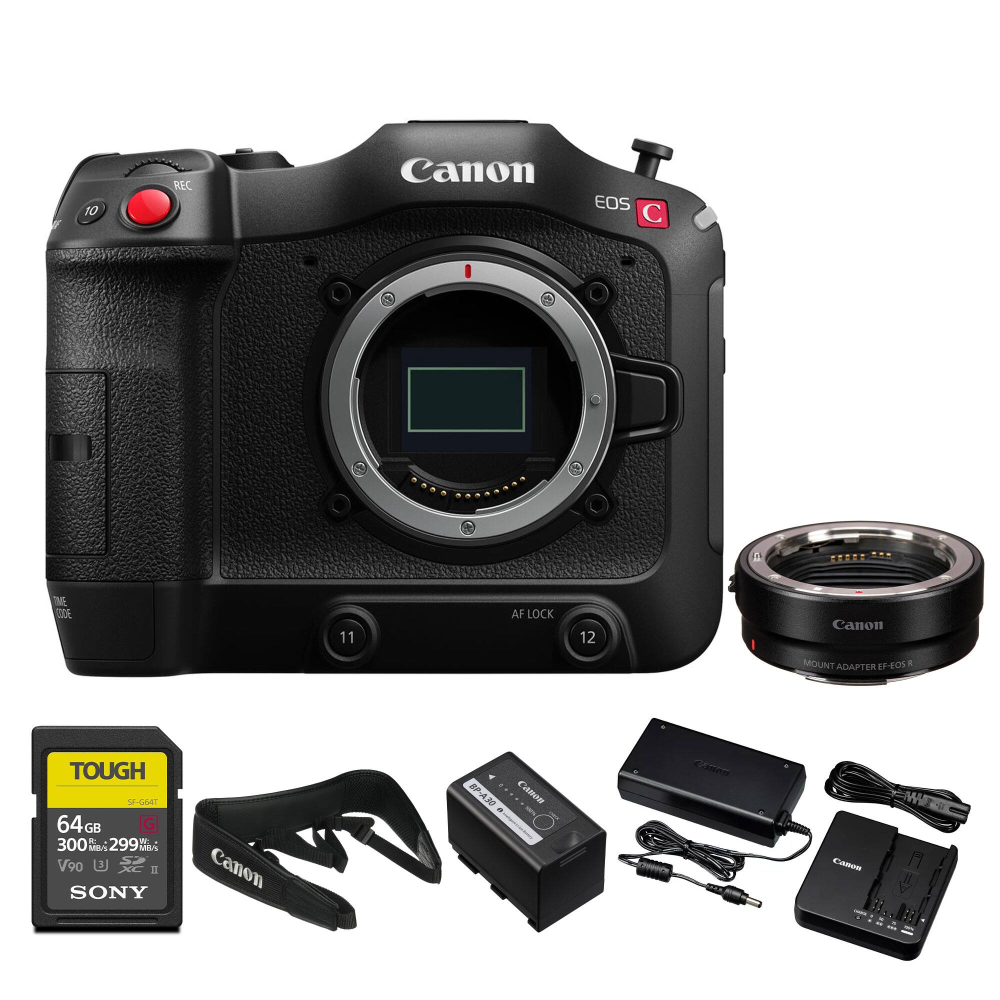 10 REC Canon EOS  
11 AF LOCK  
12 Canon MOUNT ADAPTER EF-EOS R  
64 GB TOUGH SONY SDXC UHS-I V90 XC I  
Canon SP-A30 Camen Aon E 1 I