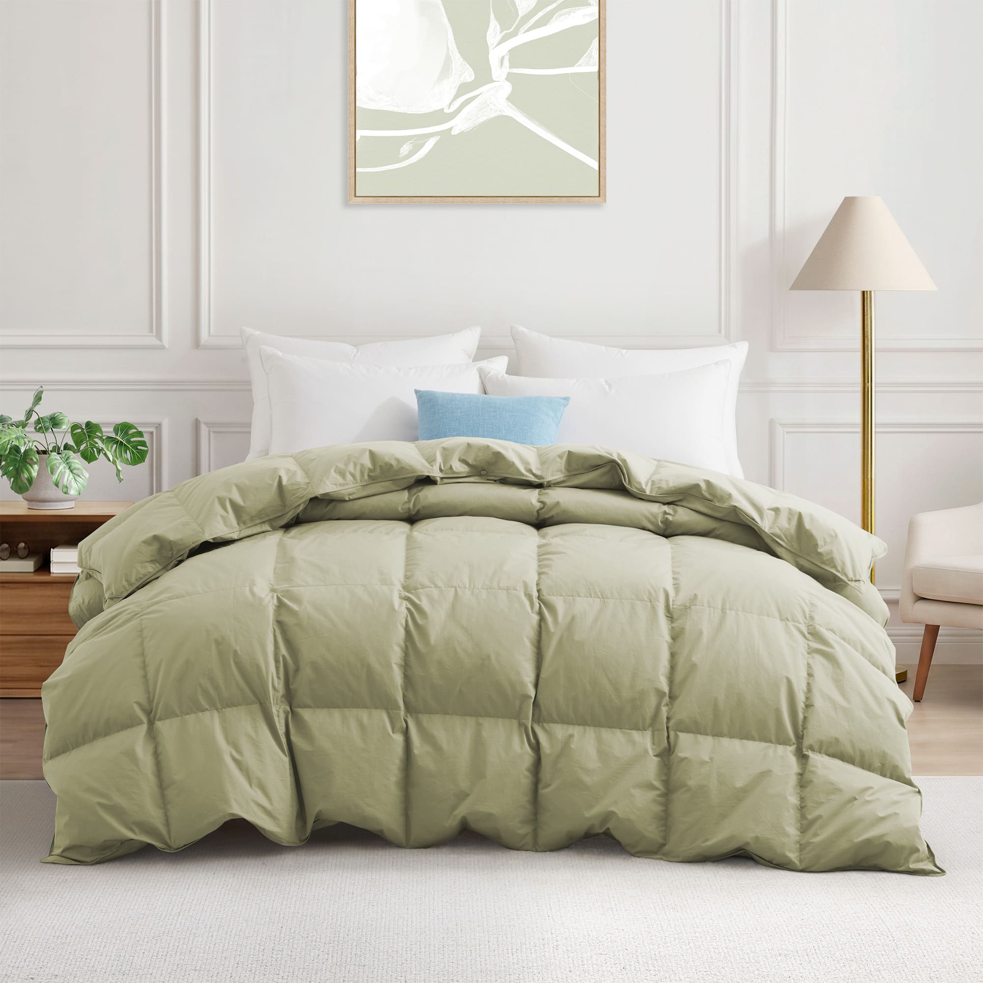Peace Nest - All Season 300TC 100% Cotton Goose Feather Down Comforter Duvet Insert, California King - Sage Green price history on PriceWatchPro