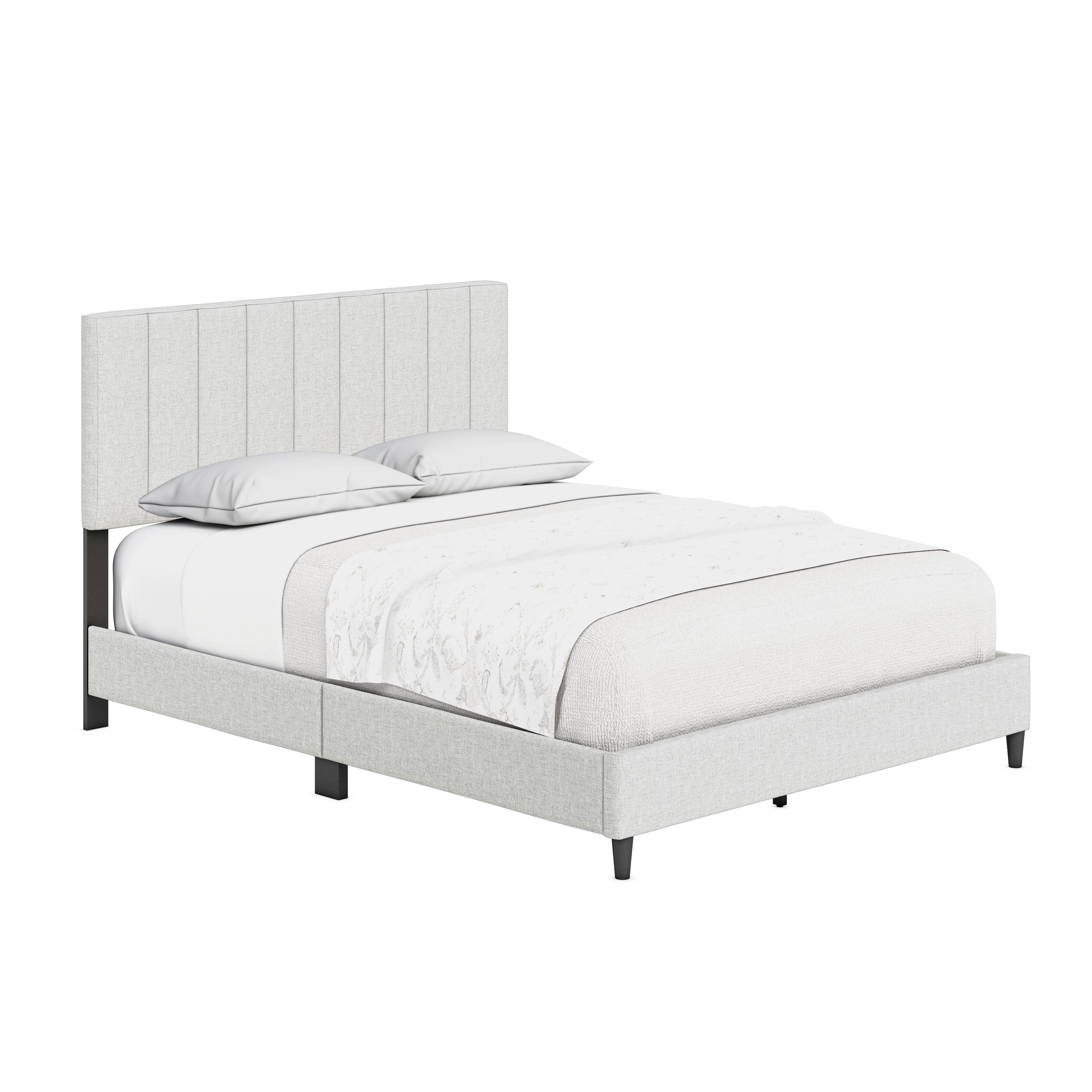 Alt View 3. Boyd Sleep - Leah Upholstered Platform Bed Frame, 13 Slat Support, No Box Spring Required, Full - Beige.
