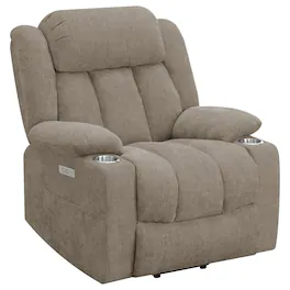 Manhattan Lane - Limi Power Lift Recliner Chair, Camel , USB Port, Cupholders - Camel Brown