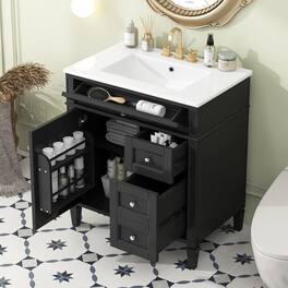 Loheer - 30 inch bathroom vanity with sink Modern Cabinet - Black