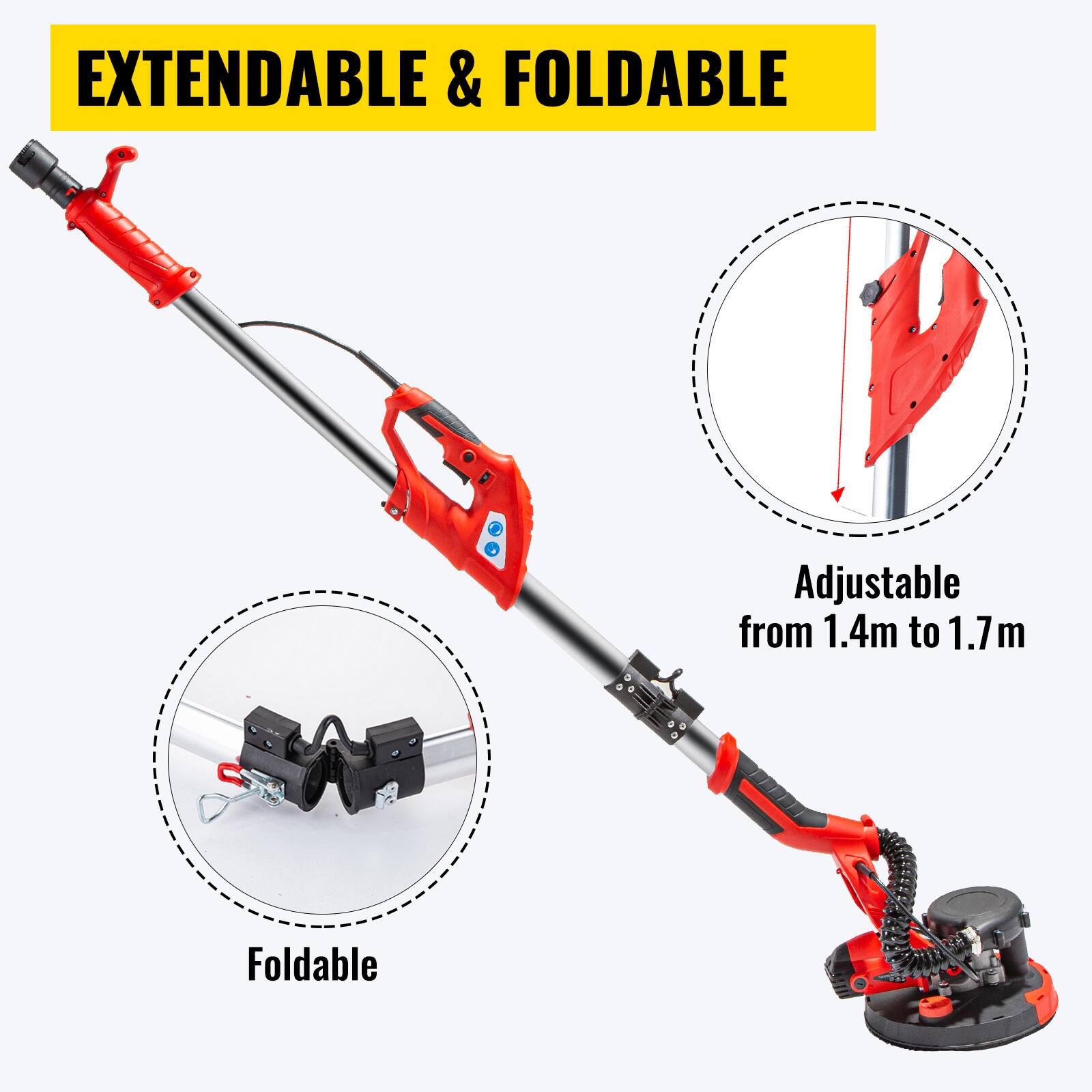 EXTENDABLE & FOLDABLE

Adjustable from 1.4m to 1.7m

Foldable