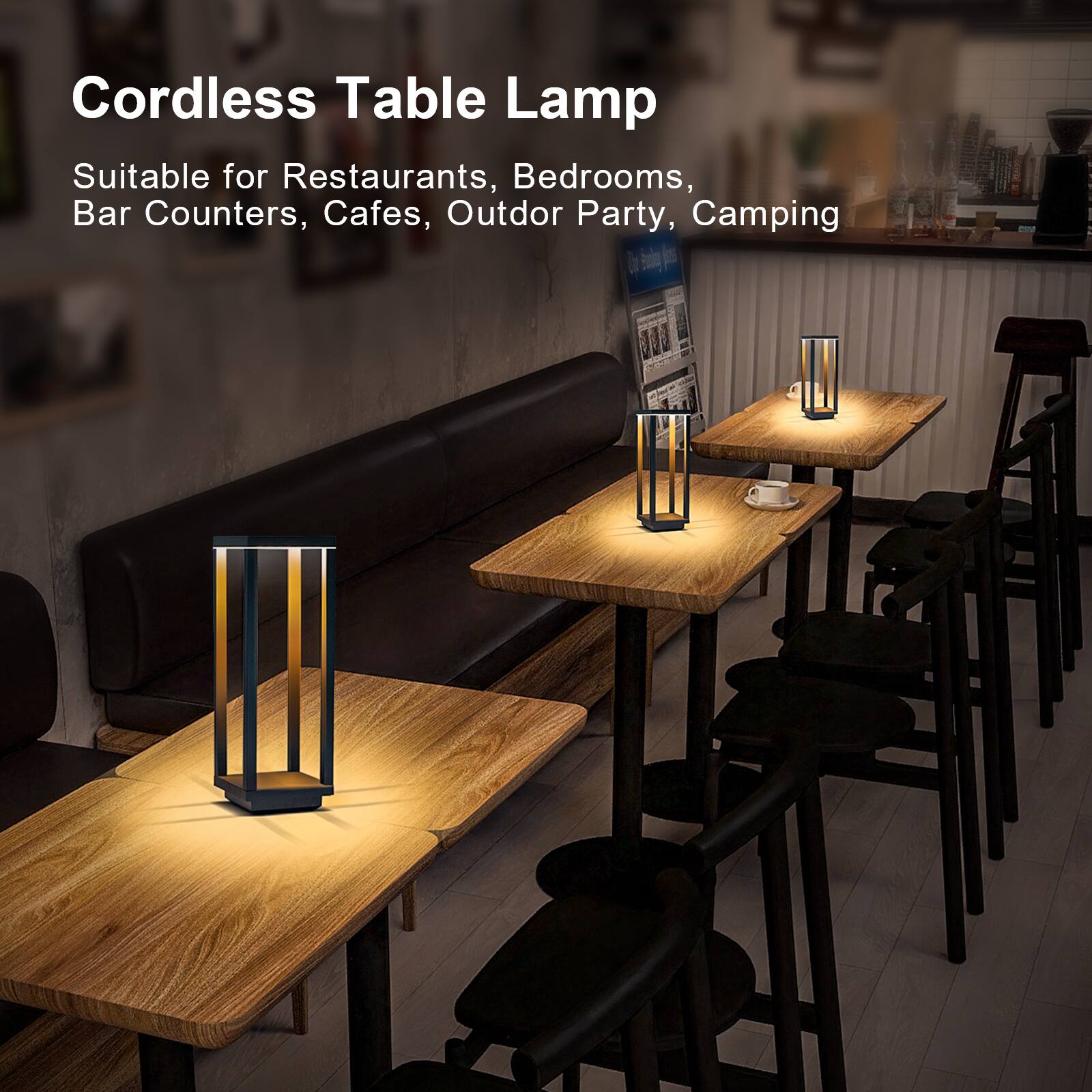 Cordless Table Lamp

Suitable for Restaurants, Bedrooms, Bar Counters, Cafes, Outdoor Party, Camping
