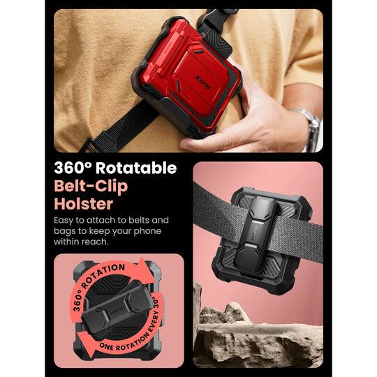 Alt View 4. i-Blason - i-Blason Armorbox Case for Samsung Z Flip7 – Kickstand, Screen Protector, Military-Grade - Metallic Red.