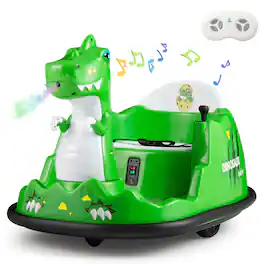 Costway - Bumper Car for Kids with Remote Control, Spray Colorful Flashing Lights - Green