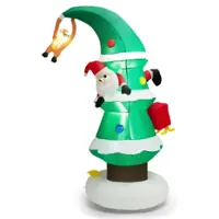 Costway - 8FT Inflatable Christmas Tree with Santa Claus, Blowup Holiday Decoration - Multicolor - Front_Zoom
