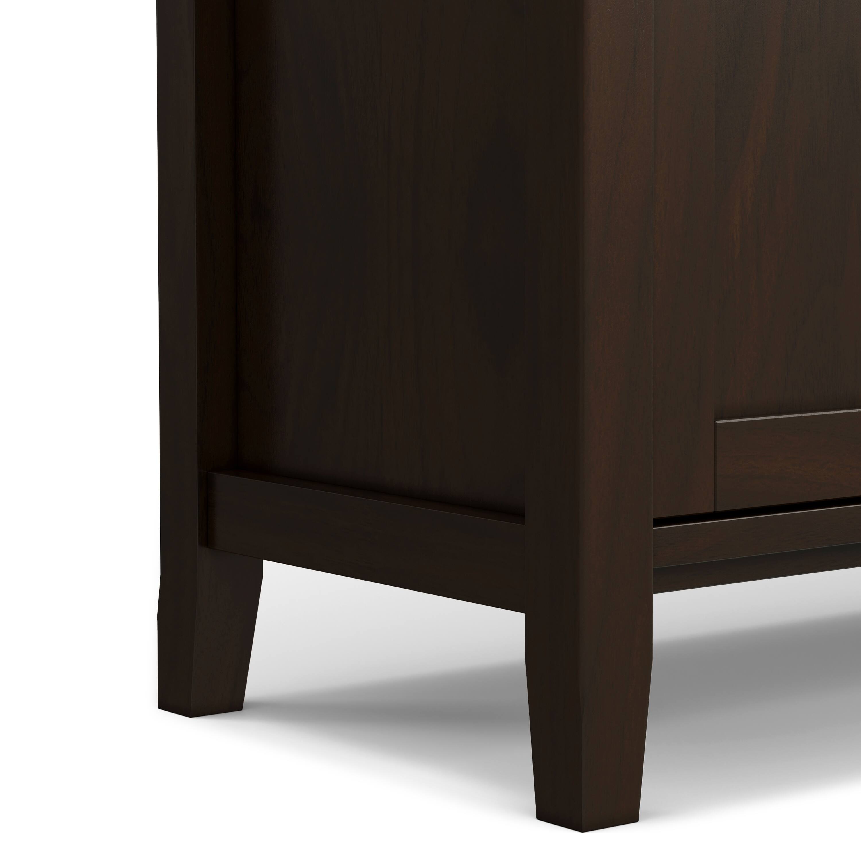 Alt View 5. Simpli Home - Warm Shaker 72W Low TV Stand with Drawers, Doors and Cubbies - Tobacco Brown.