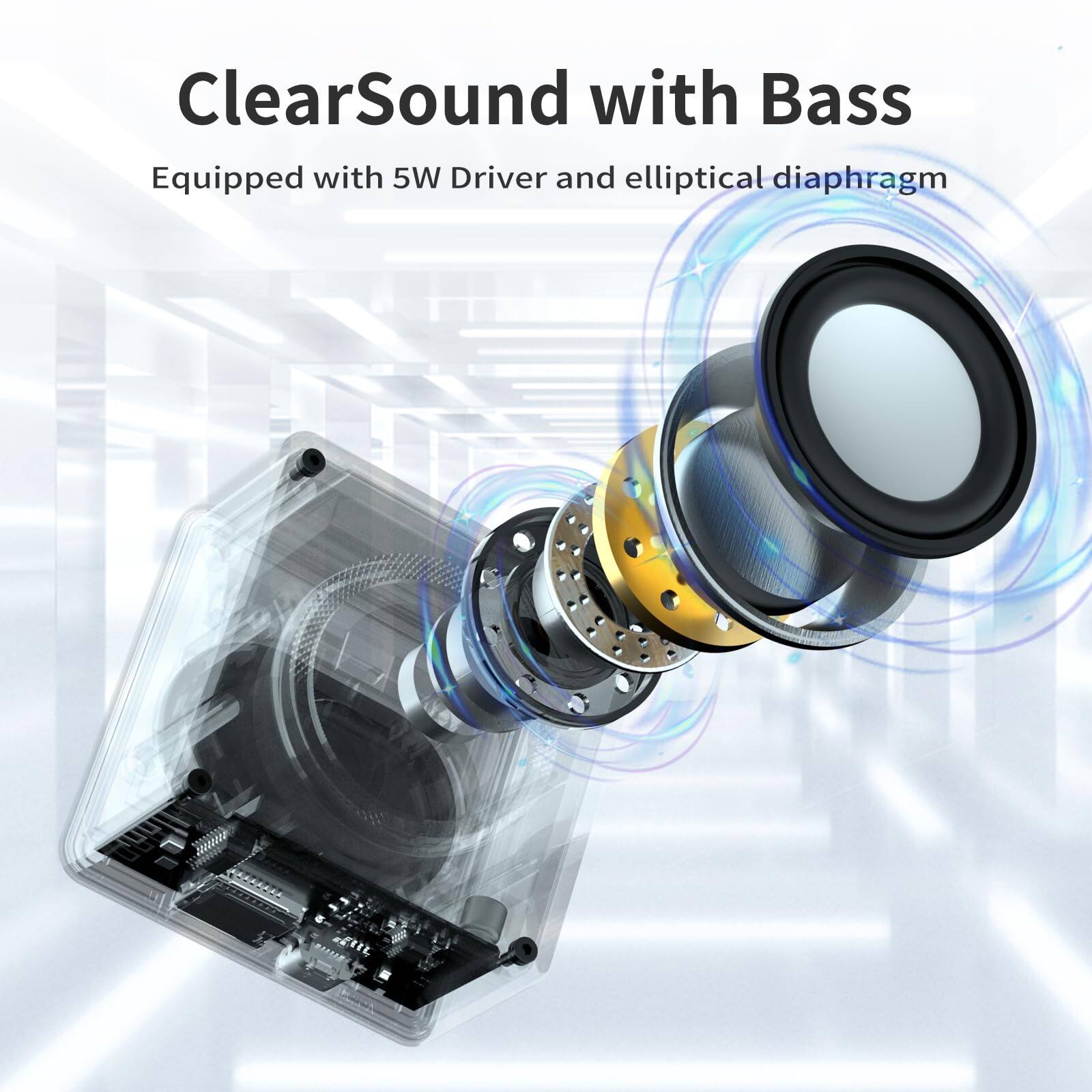 ClearSound with Bass  
Equipped with 5W Driver and elliptical diaphragm