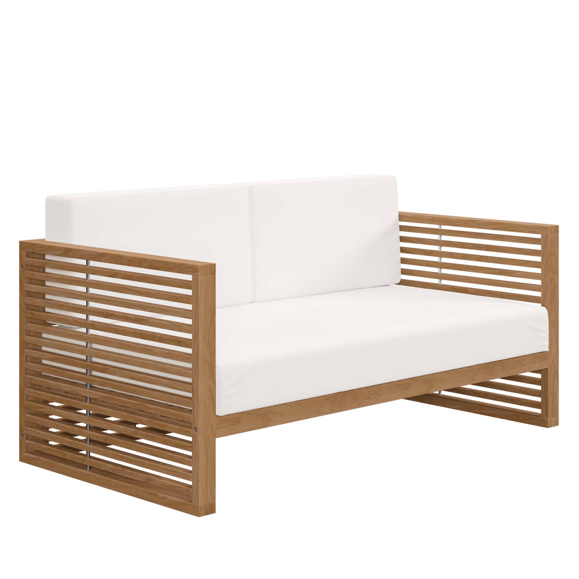 Angle. Modway - Carlsbad Teak Wood Outdoor Patio Loveseat by Modway - Natural White.