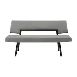 Armen Living - Channell Wood Dining Bench in Black Finish with Charcoal Fabric - Gray