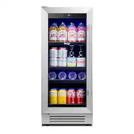 Yeego - Beverage Refrigerator cooler 15 inch 100 Cans Soda Beer Drink Cooler Built-in/Freestanding for Home Office - Stainless Steel