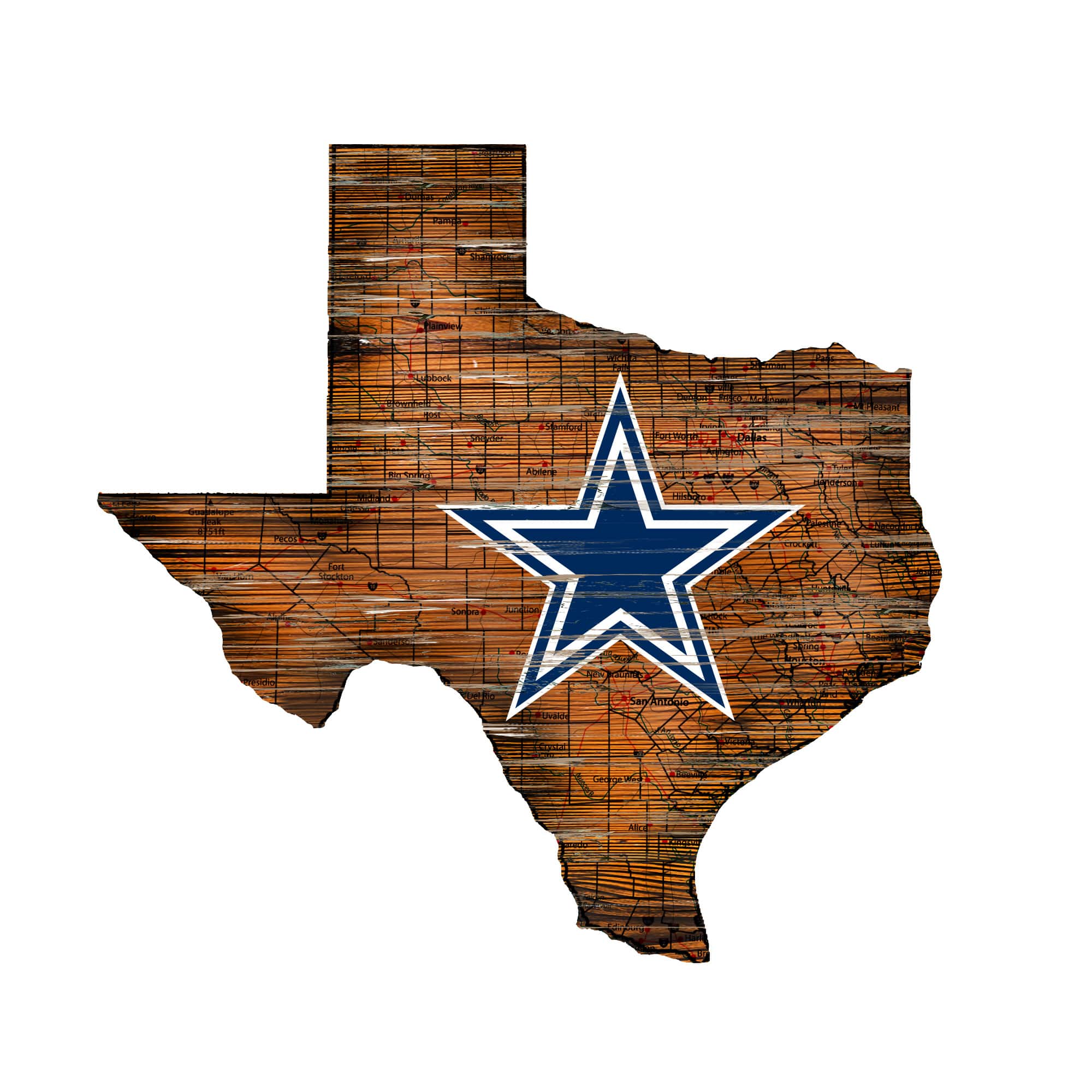 Fan Creations - Dallas Cowboys 23.5" x 23.5" Distressed State with Logo Sign - Multicolor