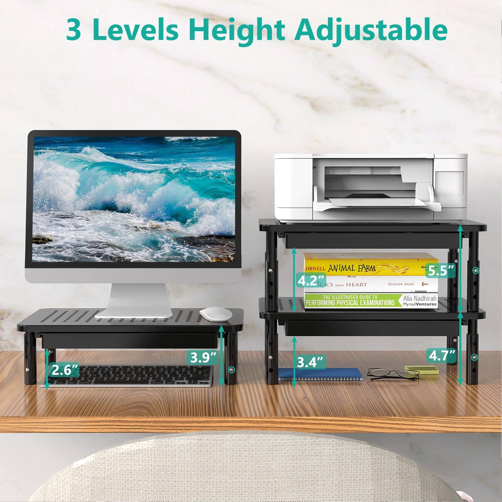 3 Levels Height Adjustable

- ORWELL ANIMAL FARM
- 4.2' CK CS - HEART SURAN MNE
- 5.5" THE ILLUSTRATED GUIDE TO PERFORMING PHYSICAL EXAMINATIONS
- Alia Nadhirah
- Myriad Ventures

Dimensions:
- 2.6"
- 3.9"
- 3.4"
- 4.7"