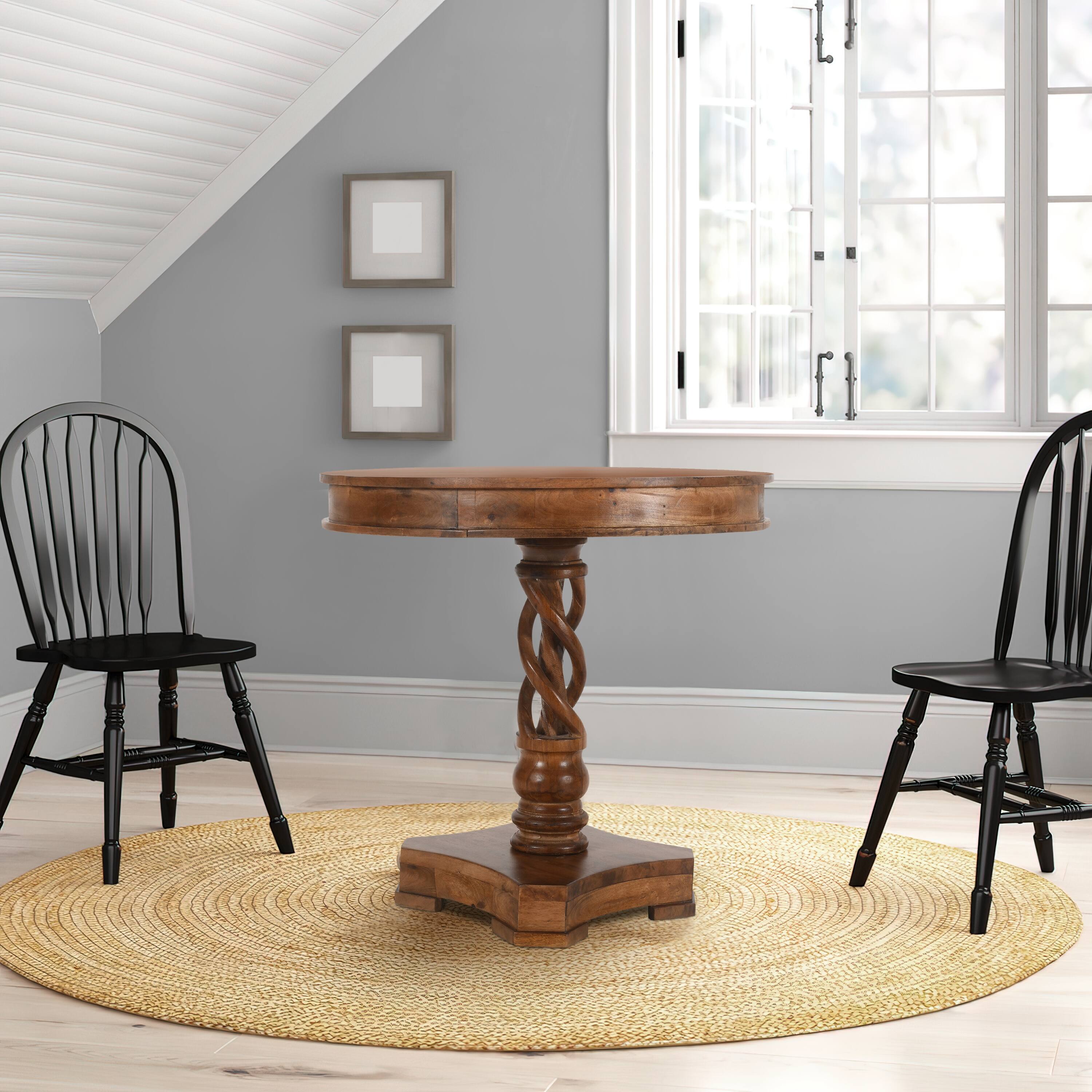 Alt View 10. Manhattan Lane - 30 Inch Handcrafted Round Mango Wood Dinette, Artisanal Twisted Pedestal Base - Brown.
