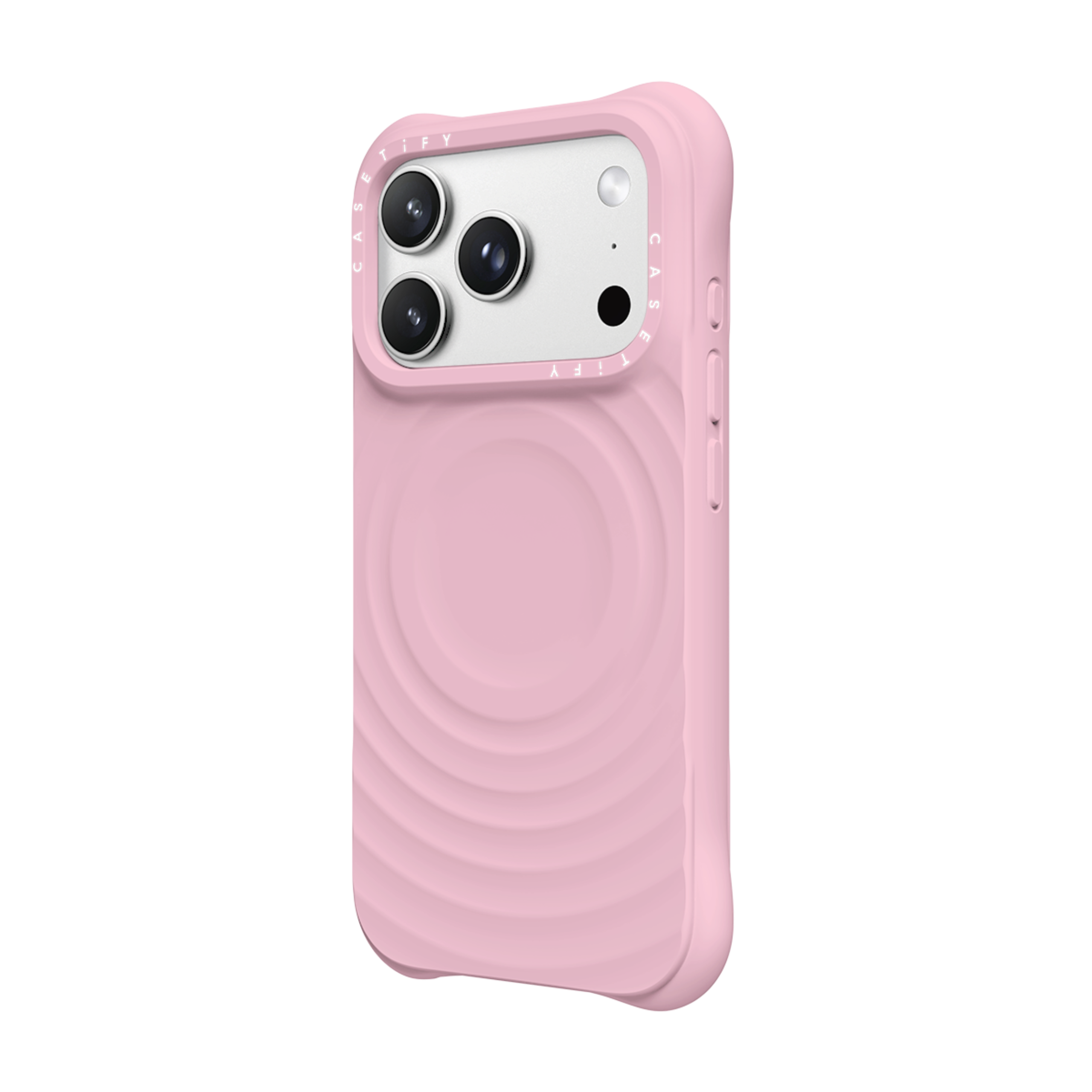 Angle. CASETiFY - Ripple Case MagSafe Compatible for Apple iPhone 18 Pro Max and 17 Pro Max Devices - Primrose Pink.