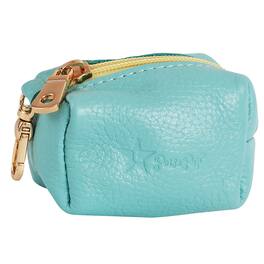 PoisePup - Fancy Handmade Genuine Leather Dog Waste Bag Holder for Girl & Boy Puppies - Teal