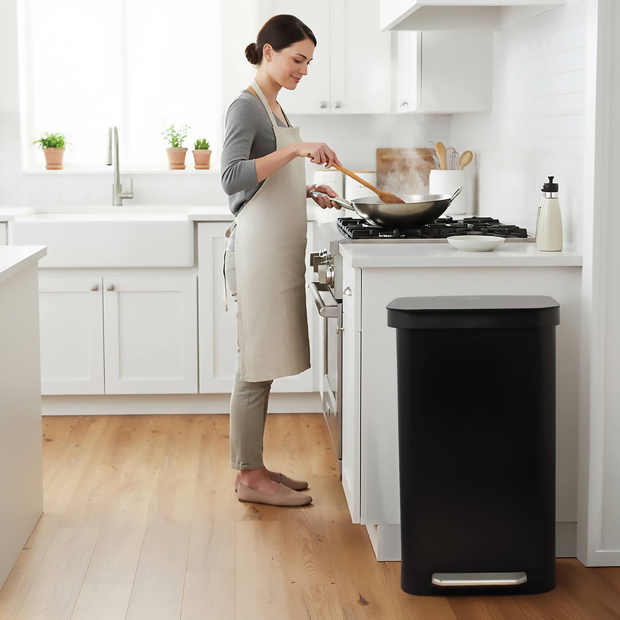 Alt View 8. Glad - Glad Step Trash Can, Series 2 Soft Close Bin with Odor Protection, 20 Gal, Black - MATT BLACK.