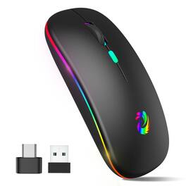 Comfort Essence - Led Wireless Mouse Rechargeable Slim Silent Mice Portable Office Optical With Usb Receiver And Type c - Wireless - Wireless Mouse - Black
