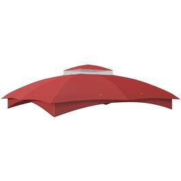 Outsunny - 10' x 12' Gazebo Canopy Replacement, 2-Tier Outdoor Gazebo Cover Top Roof with Drainage Holes - Wine Red