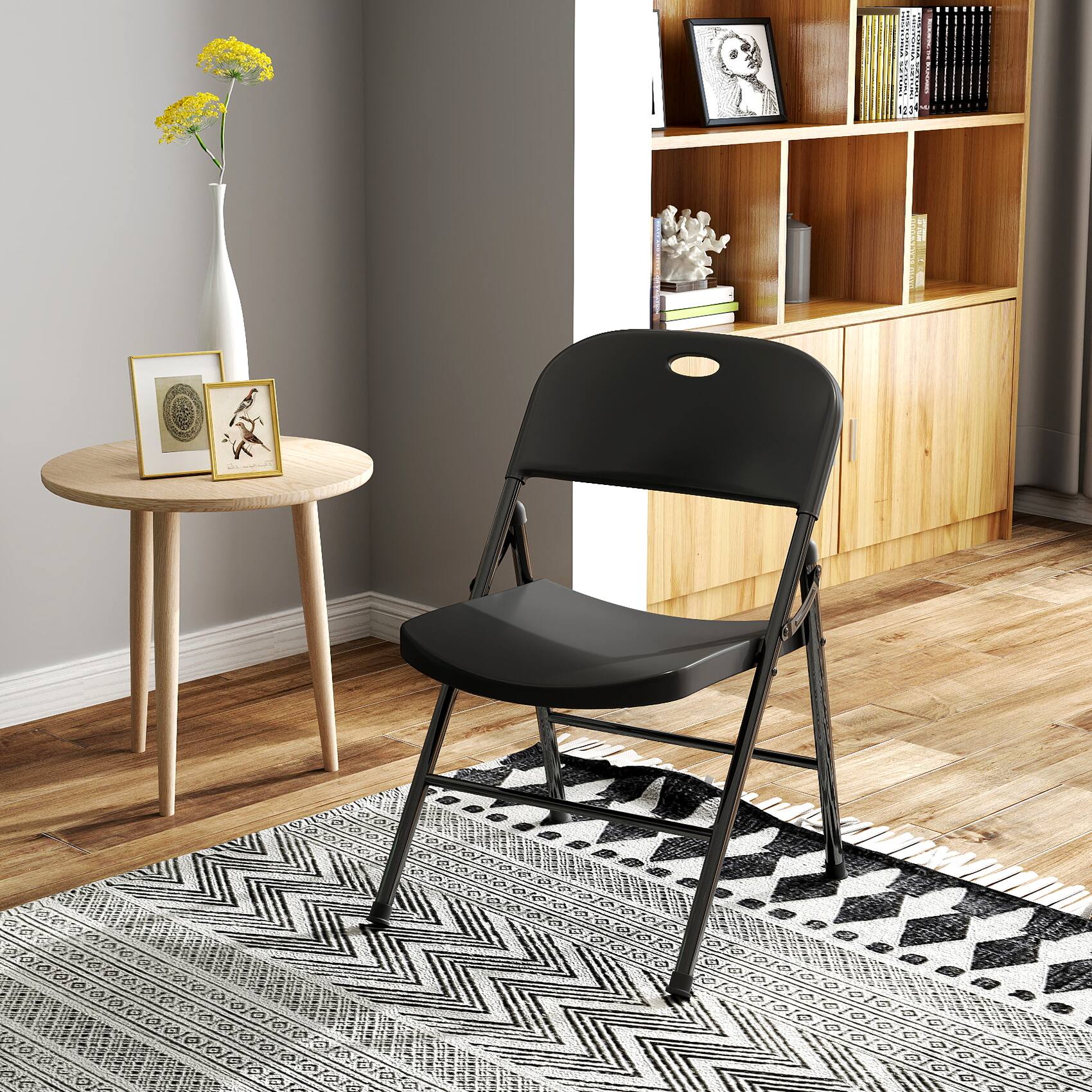 Alt View 4. SKONYON - 6 Pack Portable Folding Chair Set with Durable Steel Frame - Black.