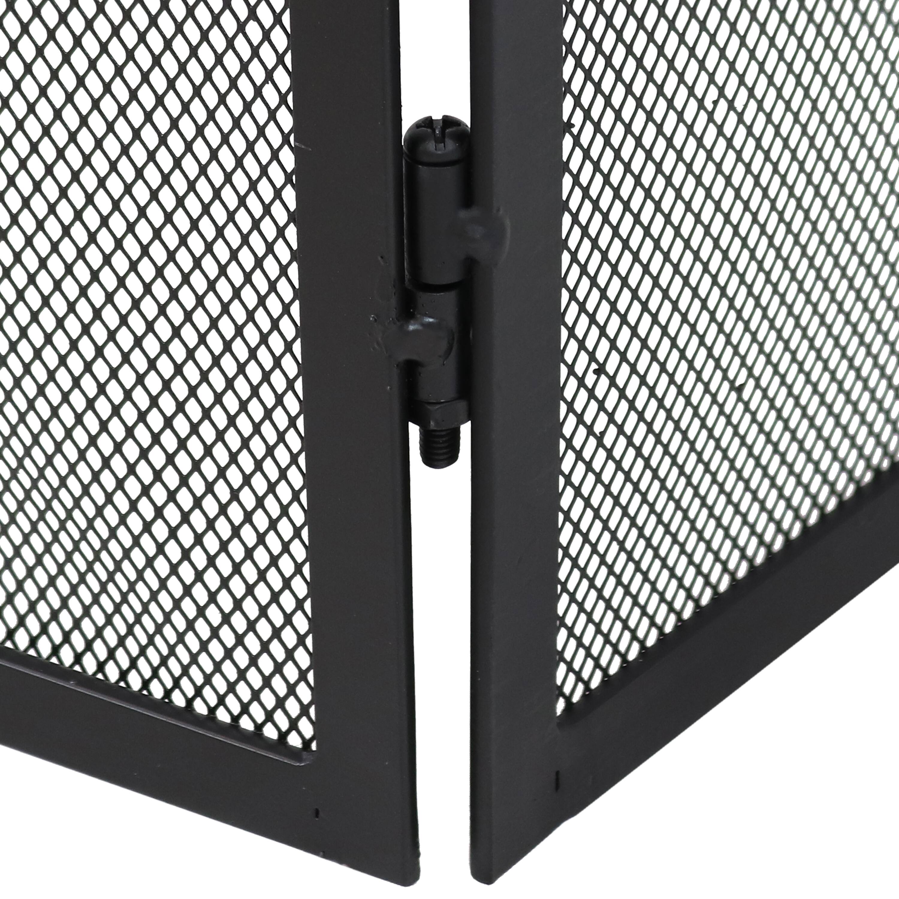 Alt View 5. Sunnydaze - 50 in Elegant Scroll Steel 3-Panel Fireplace Screen - Black.