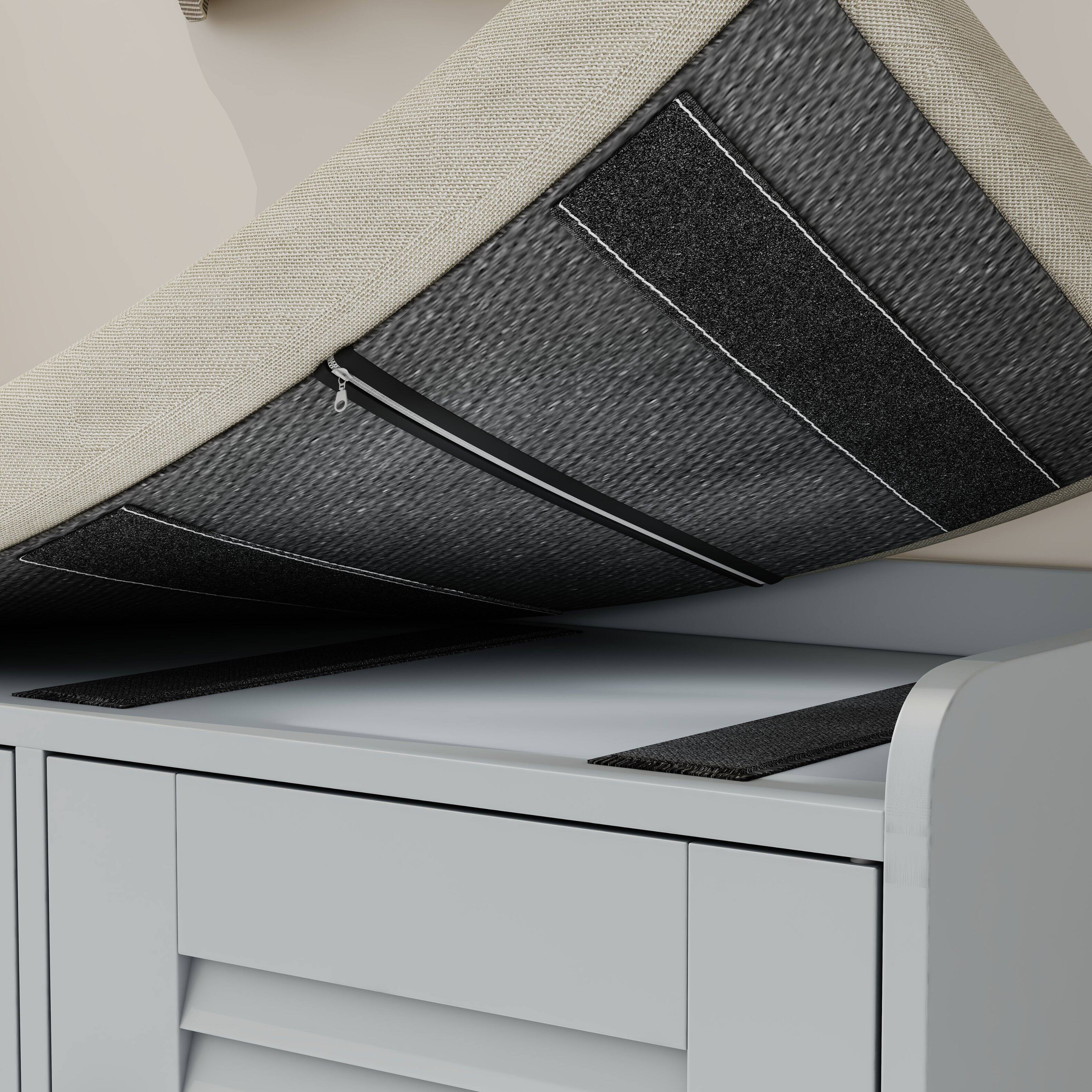 Alt View 2. TinyHomie - 28.74in Shoe Storage Bench with 2 Door Cabinet Grey Shoe Storage Shoe Bench with Cushion Adjustable Shelves - Grey.