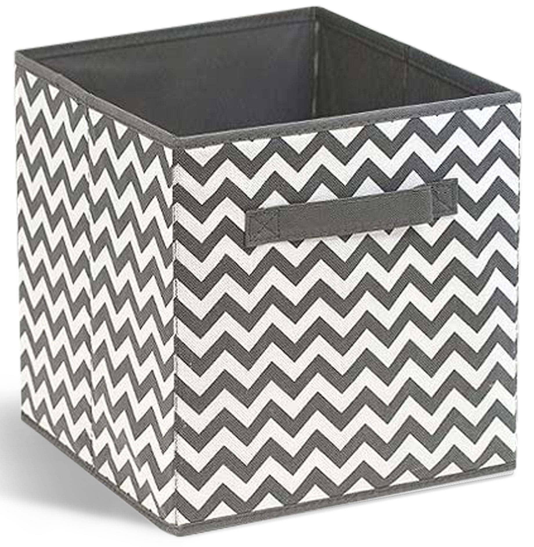 Sorbus - Fabric Storage Cube, 11-Inch Foldable Storage Bin with Handle for Closet, Pantry, Cubbies, Toys & Bath (1-Piece) - Chevron Gray