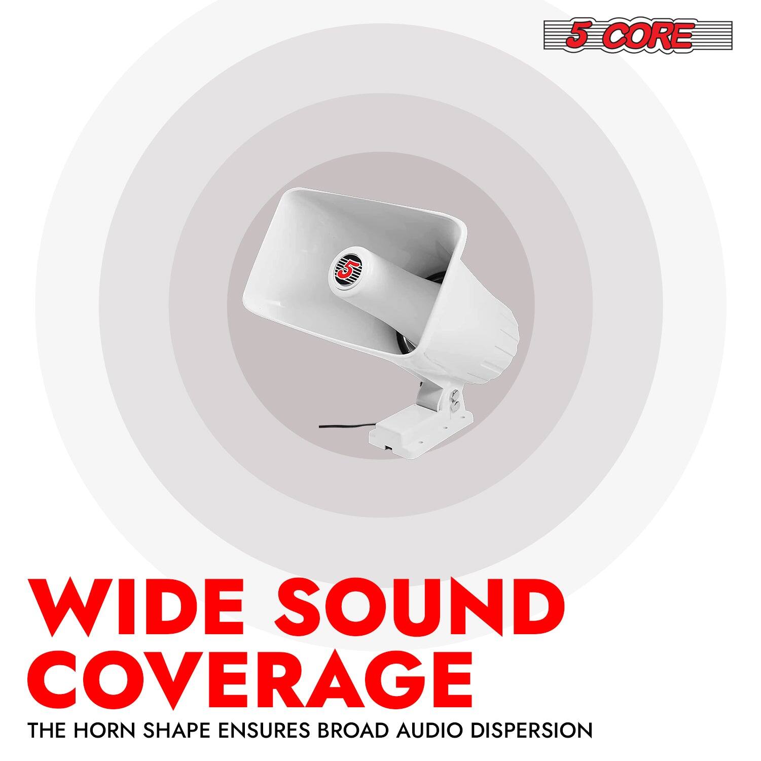 5 CORE

WIDE SOUND COVERAGE

THE HORN SHAPE ENSURES BROAD AUDIO DISPERSION