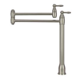 Solid Brass Deck-Mounted Pot Filler Kitchen Faucet with Dual Joint Swing Arms