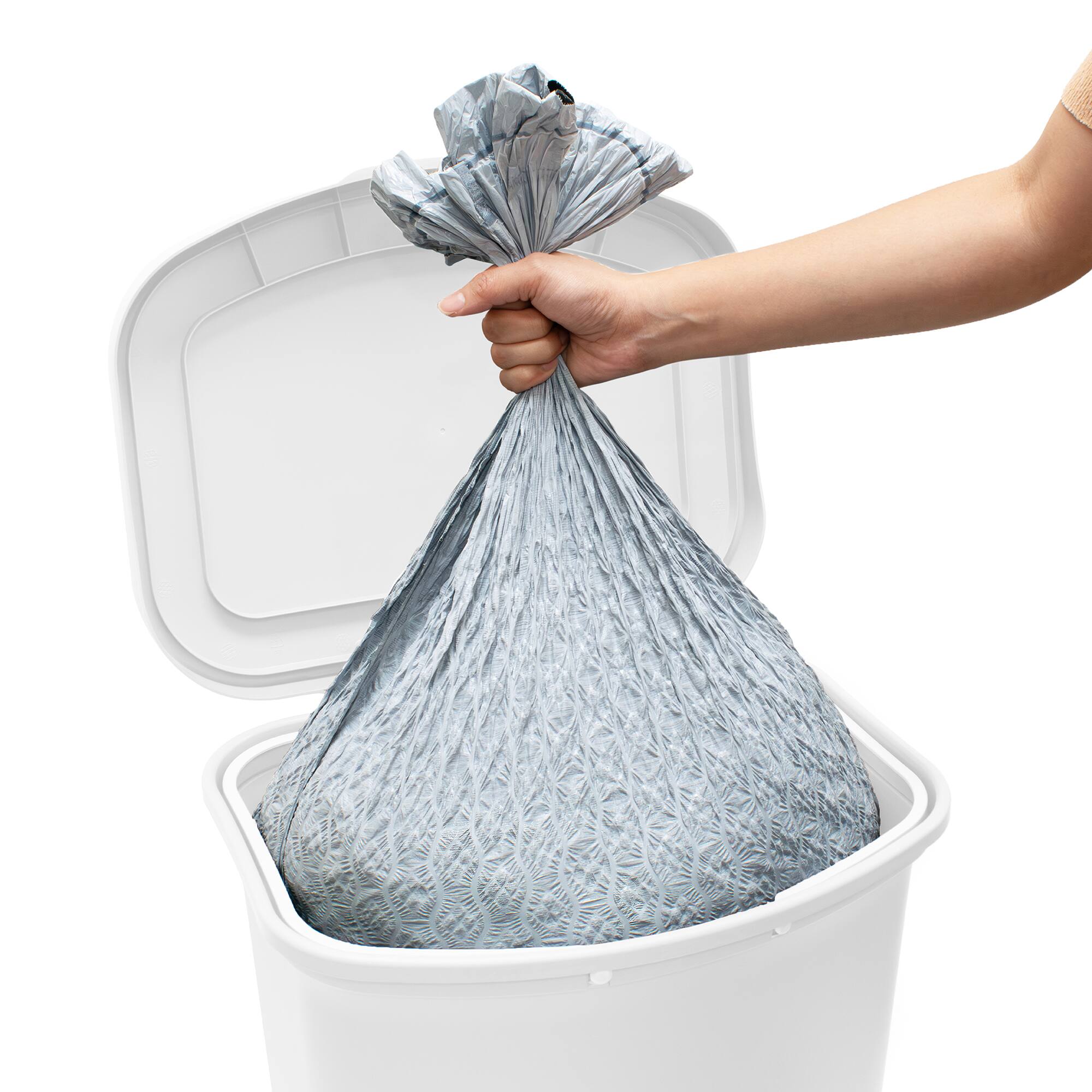 Alt View 8. Glad - Glad Kitchen Trash Can with Lid, Foot Pedal and Garbage Bag Rings, 13 Gal, White - WHITE.