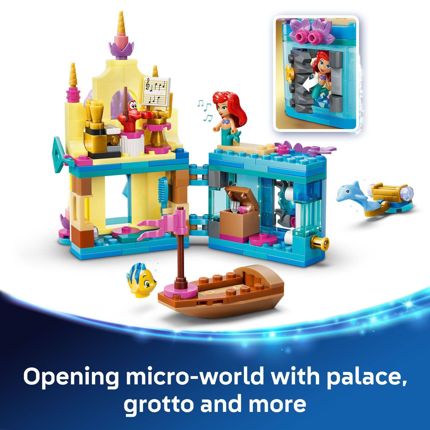 Opening micro-world with palace, grotto and more
